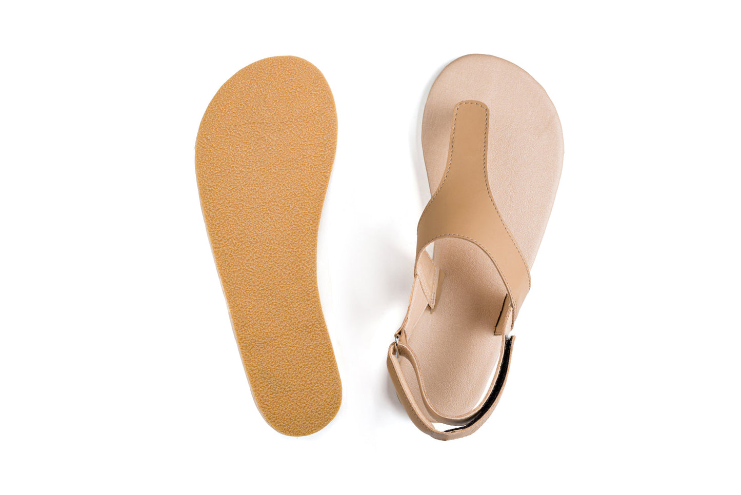 Ahinsa Simple barfods sandaler til kvinder i farven beige, saal