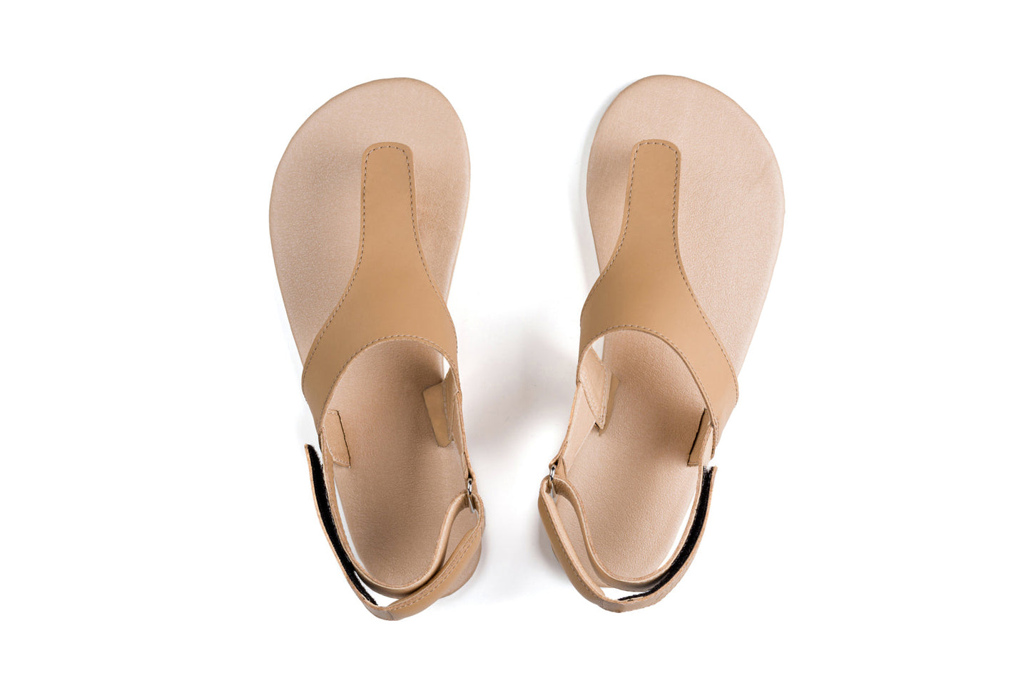 Ahinsa Simple barfods sandaler til kvinder i farven beige, top