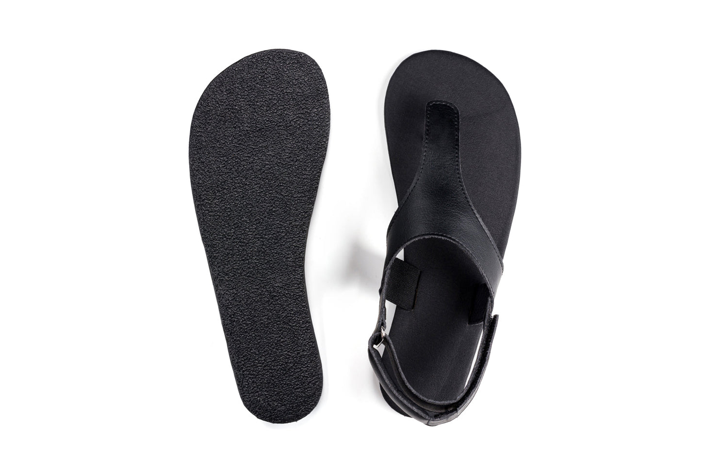 Ahinsa Simple barfods sandaler til kvinder i farven black, saal