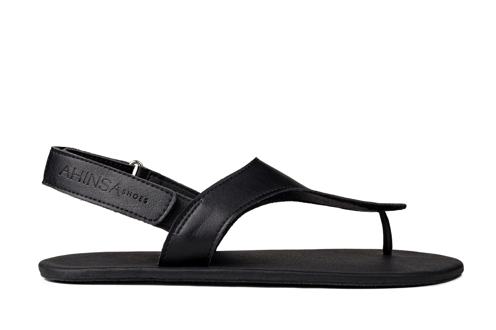 Ahinsa Simple barfods sandaler til kvinder i farven black, yderside