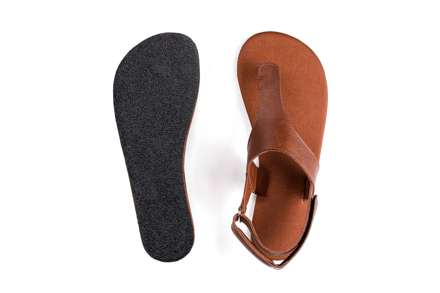 Ahinsa Simple barfods sandaler til kvinder i farven brown, saal