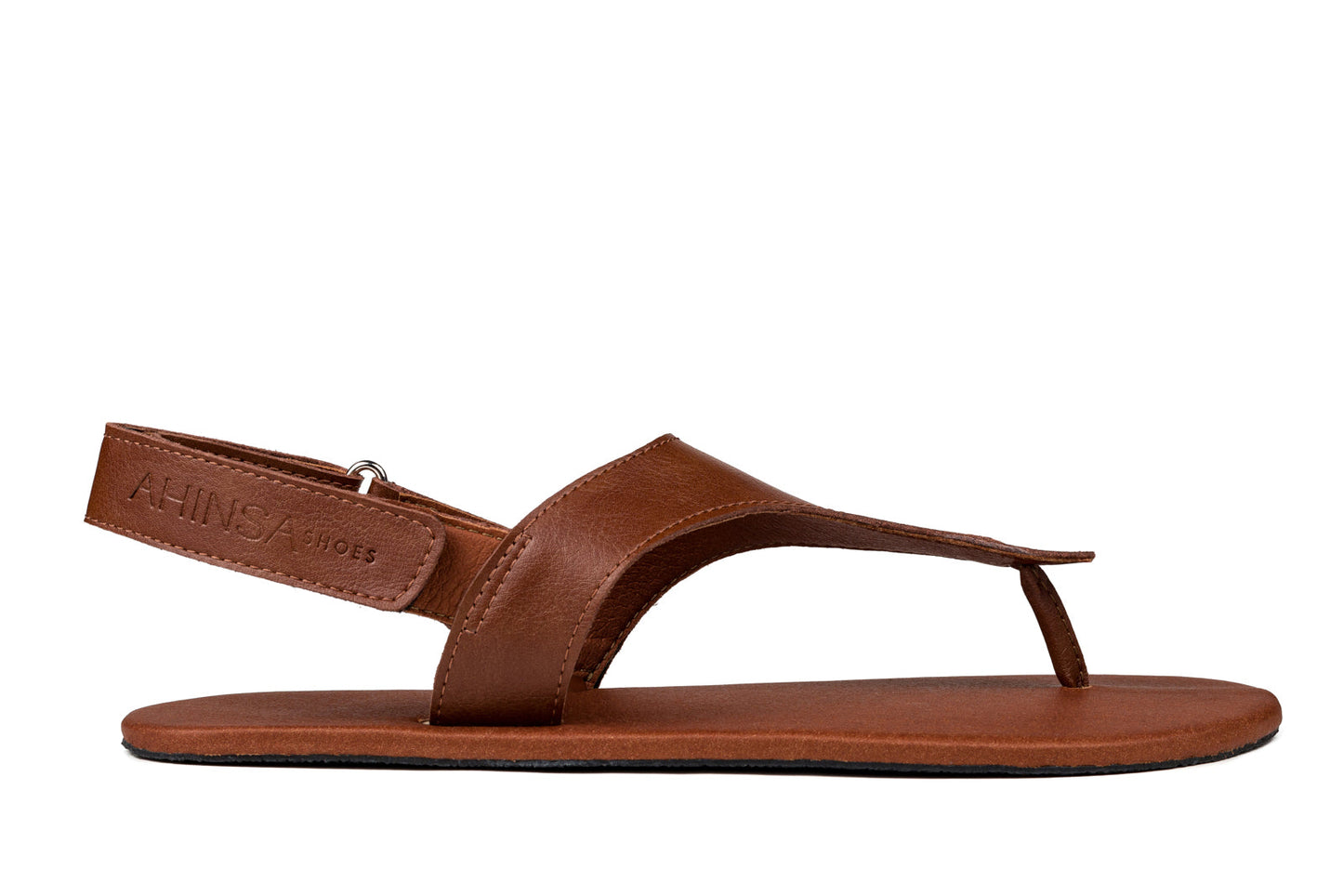 Ahinsa Simple barfods sandaler til kvinder i farven brown, yderside