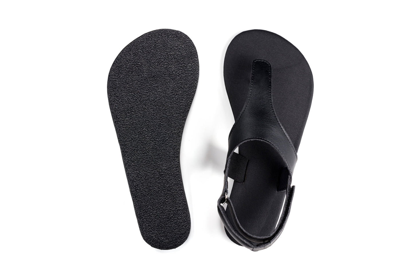 Ahinsa Simple barfods sandaler til mænd i farven black, top