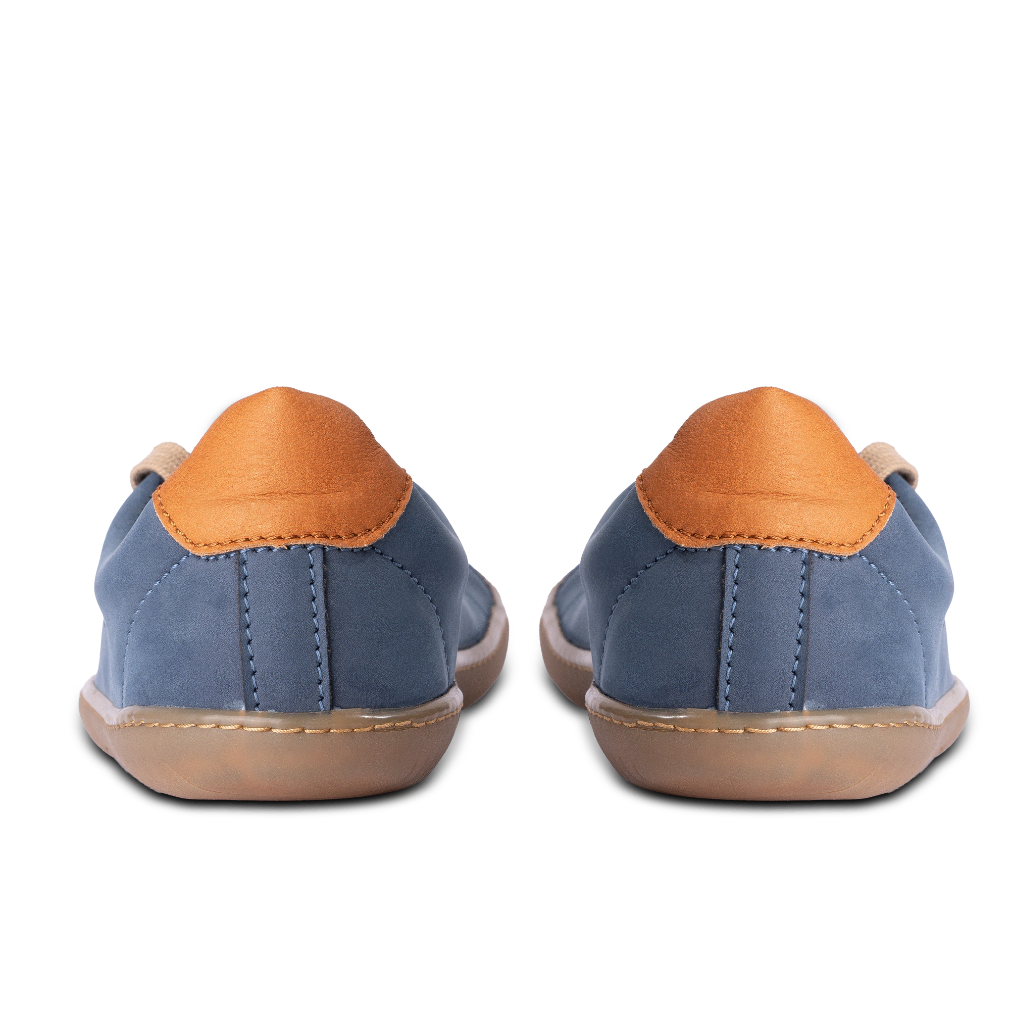 Aylla Keck Womens barfods sneakers i læder til kvinder i farven blue, bagfra