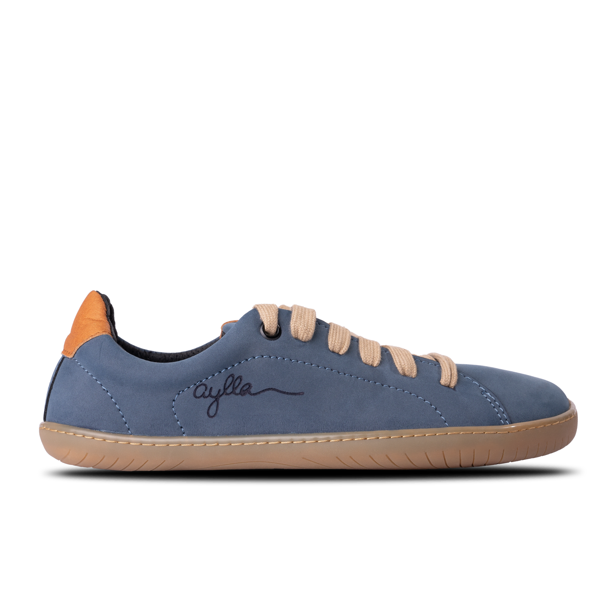 Aylla Keck Womens barfods sneakers i læder til kvinder i farven blue, yderside