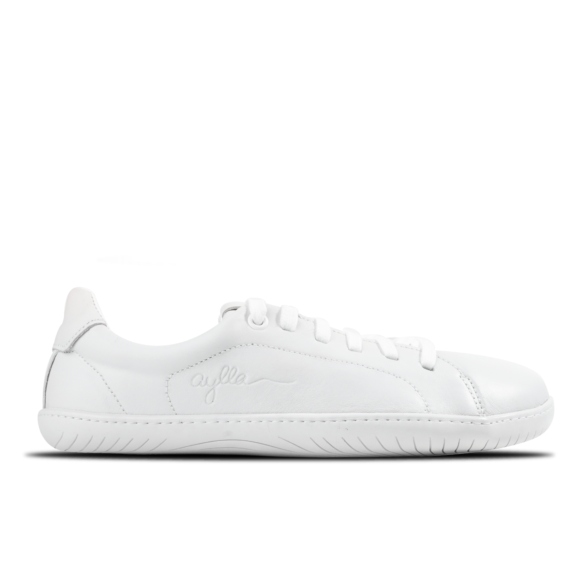 Aylla Keck Womens barfods sneakers i læder til kvinder i farven white / white, yderside