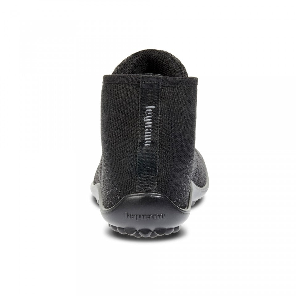 Leguano Go: barfods high-top sneakers til kvinder og mænd i farven mixed black, bagfra