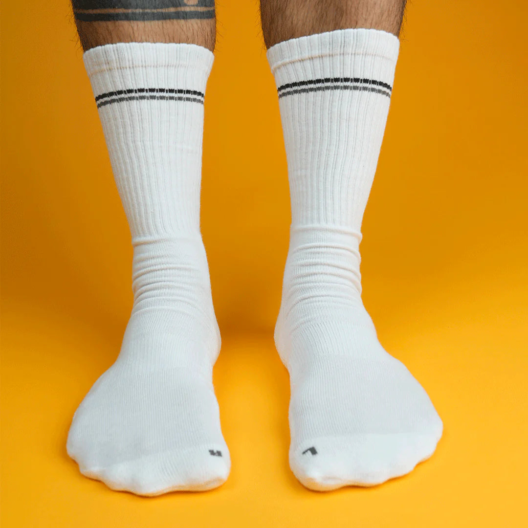 My Foot Function WideToe Sokker - Crew Length - White & Grey