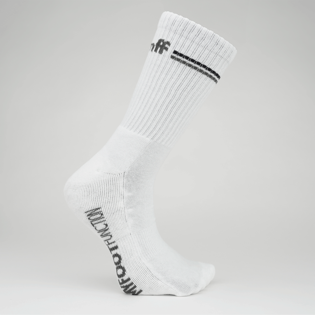My Foot Function WideToe Sokker - Crew Length - White & Grey