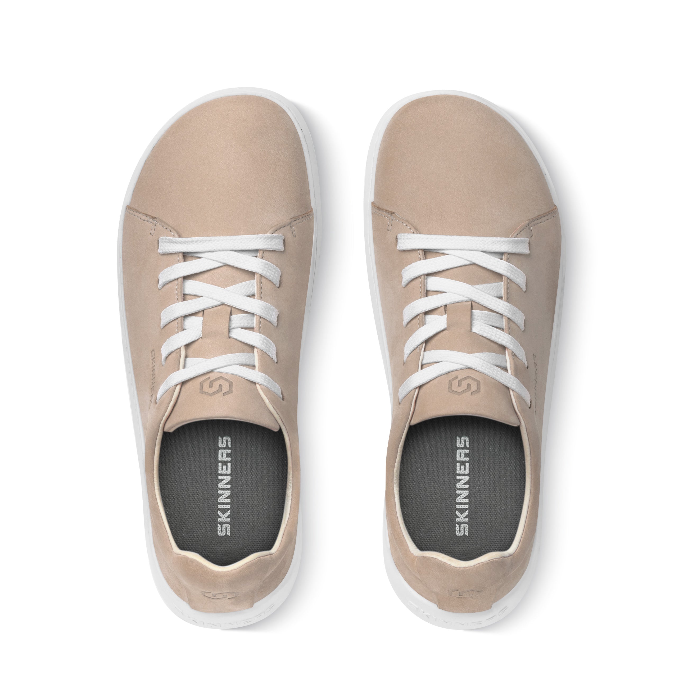 Mærkbare Walker barfods sneakers til kvinder og mænd i farven beige / white, top