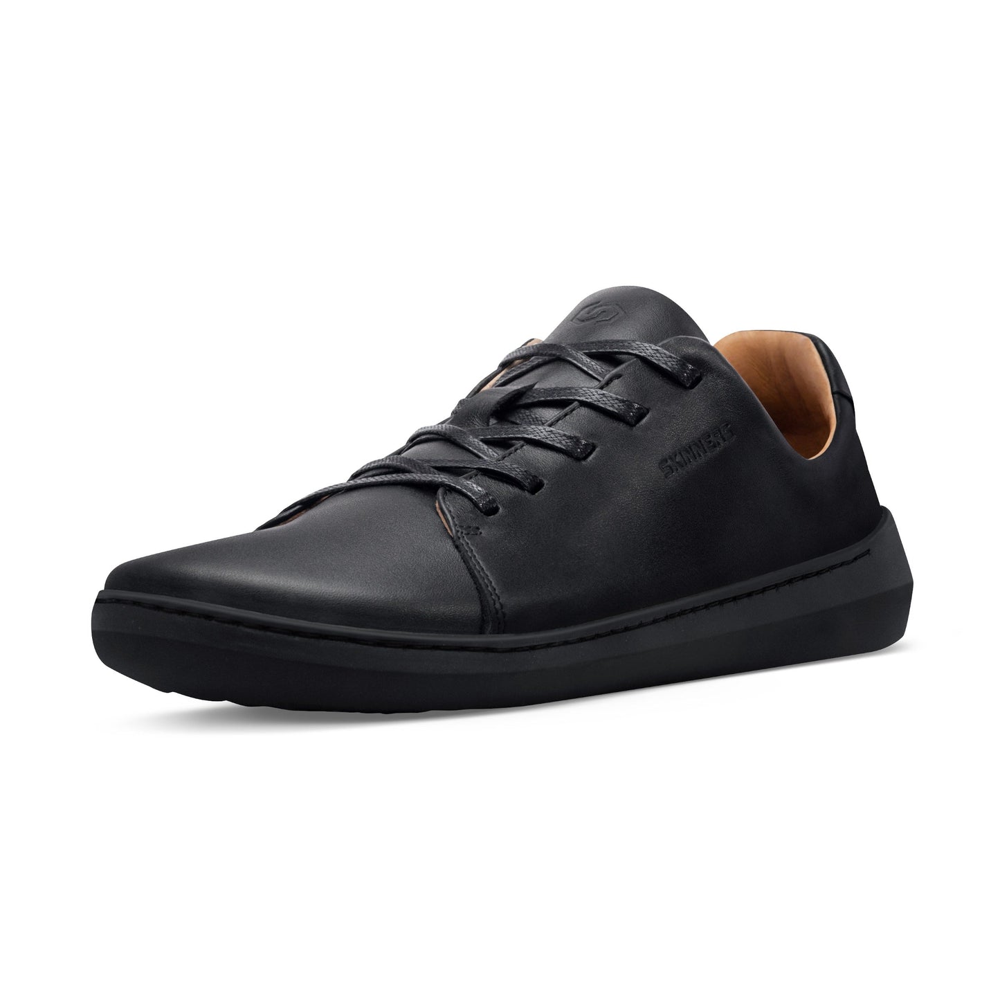 Mærkbare Walker barfods sneakers til kvinder og mænd i farven black / black, vinklet