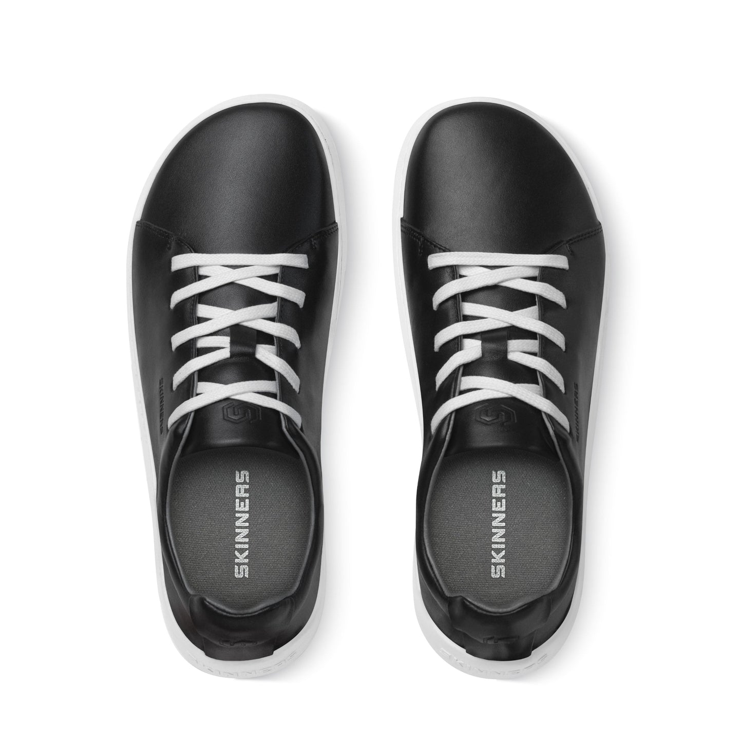 Mærkbare Walker barfods sneakers til kvinder og mænd i farven black / white, top