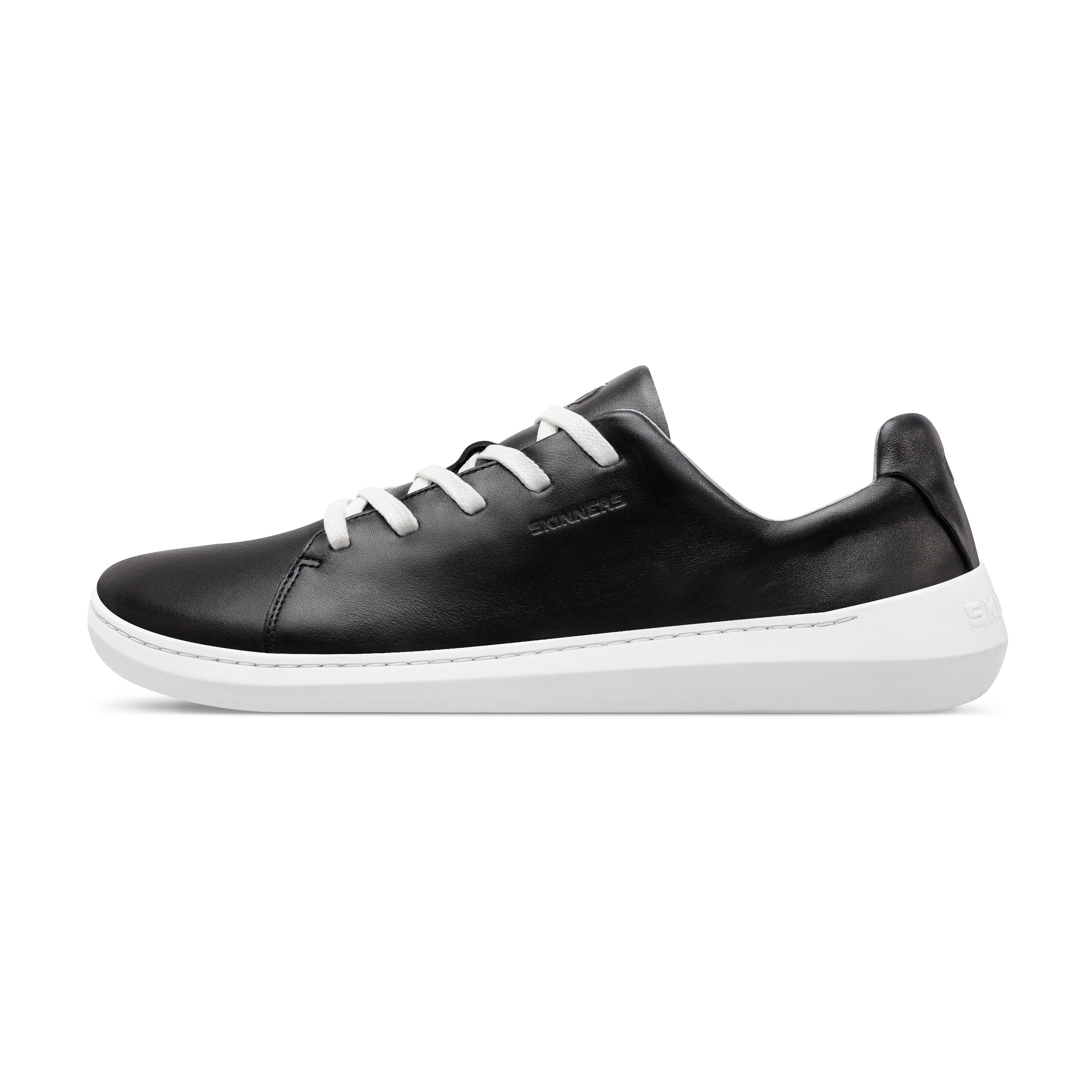 Mærkbare Walker barfods sneakers til kvinder og mænd i farven black / white, yderside