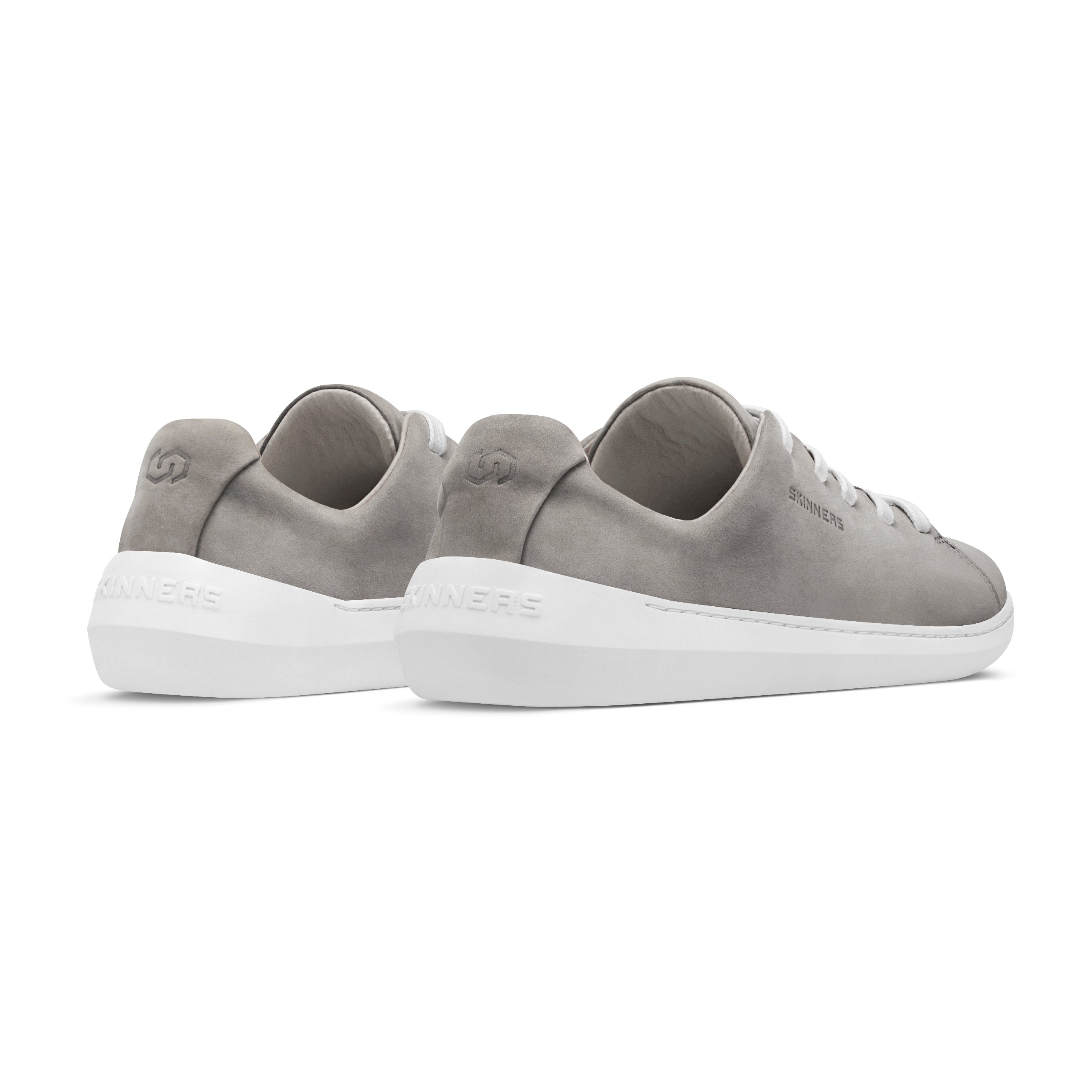 Mærkbare Walker barfods sneakers til kvinder og mænd i farven grey / white, bagfra