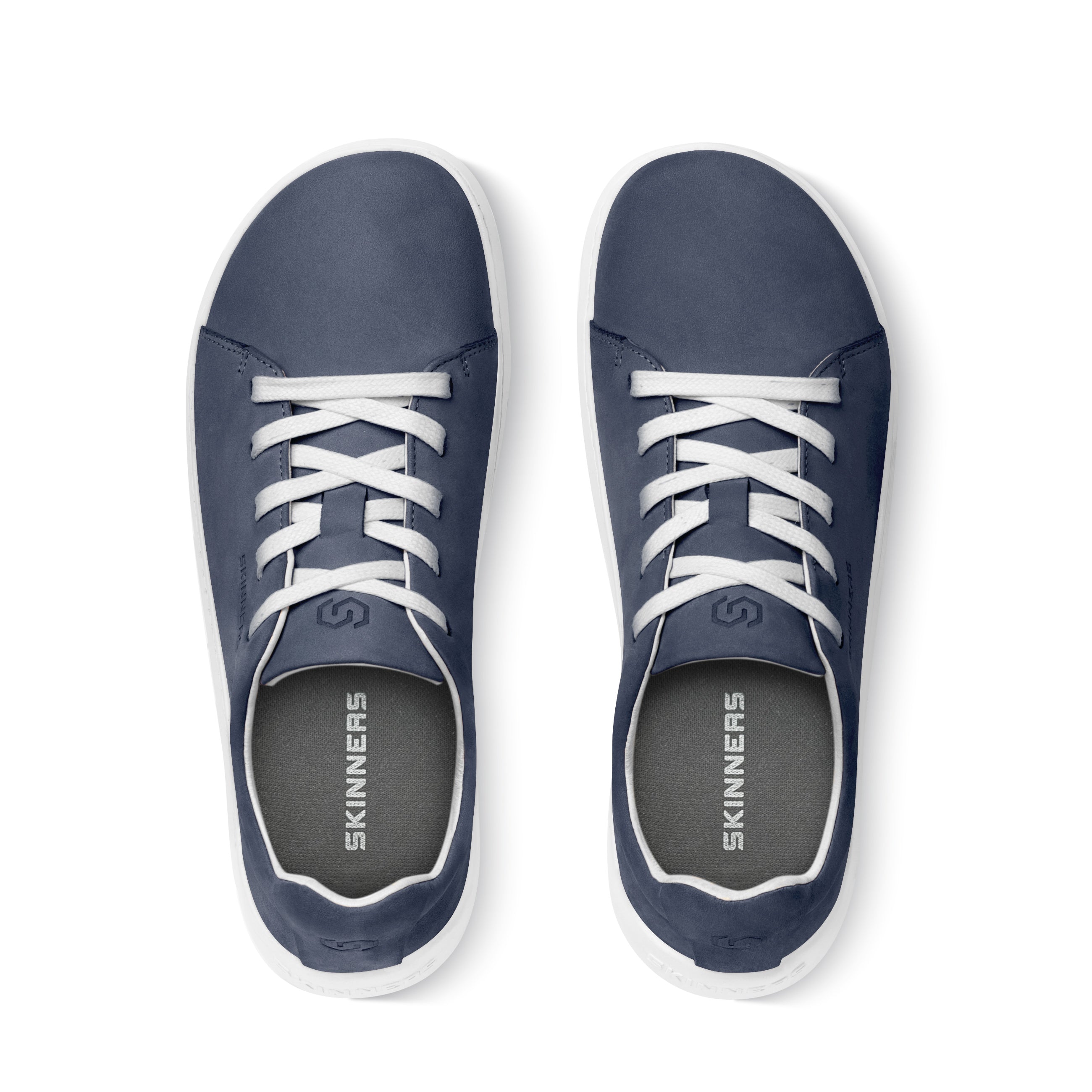 Mærkbare Walker barfods sneakers til kvinder og mænd i farven navy / white, top