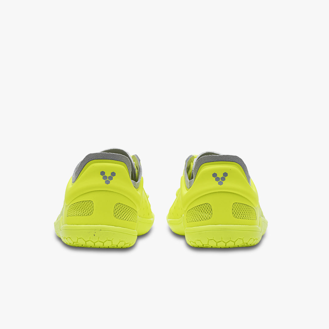 Vivobarefoot Primus Lite III Recycled Womens barfods træningssko til kvinder i farven safety yellow, bagfra