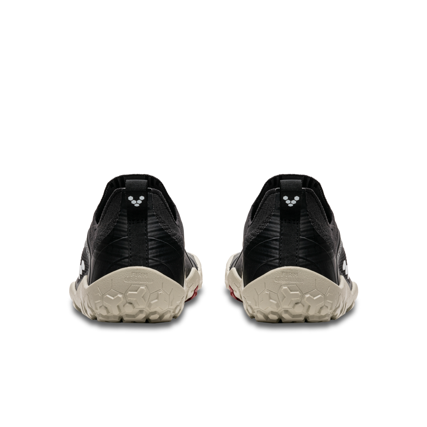 Vivobarefoot Primus Trail Knit FG Mens bagfra i varianten Obsidian / Limestone. Skoene er specielt designet til trail og barfodsløb med økovenlige materialer og skridsikker sål.