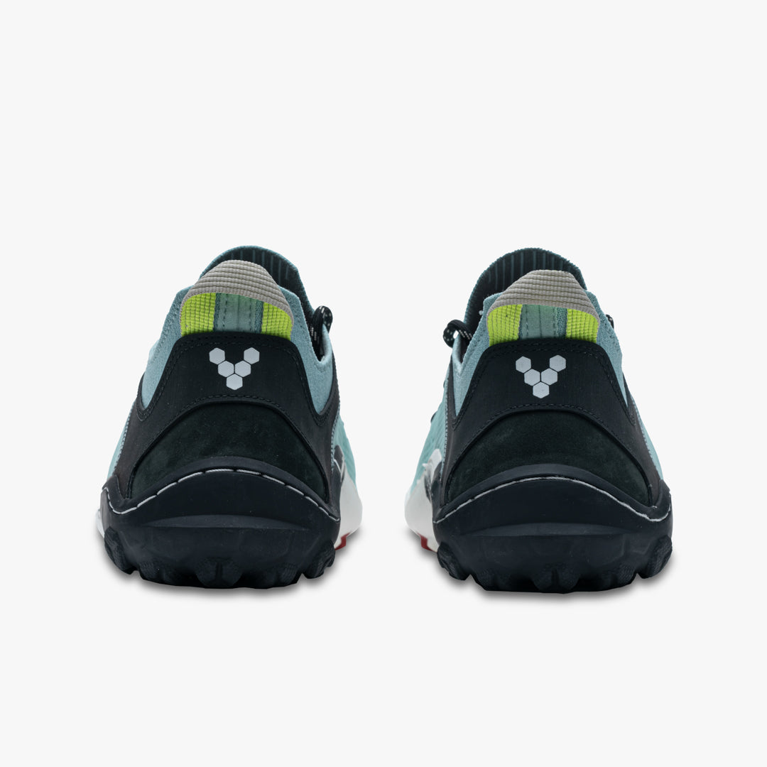 Vivobarefoot Tracker Decon Low FG2 Mens barfods outdoorsko til mænd i farven eggshell blue, bagfra