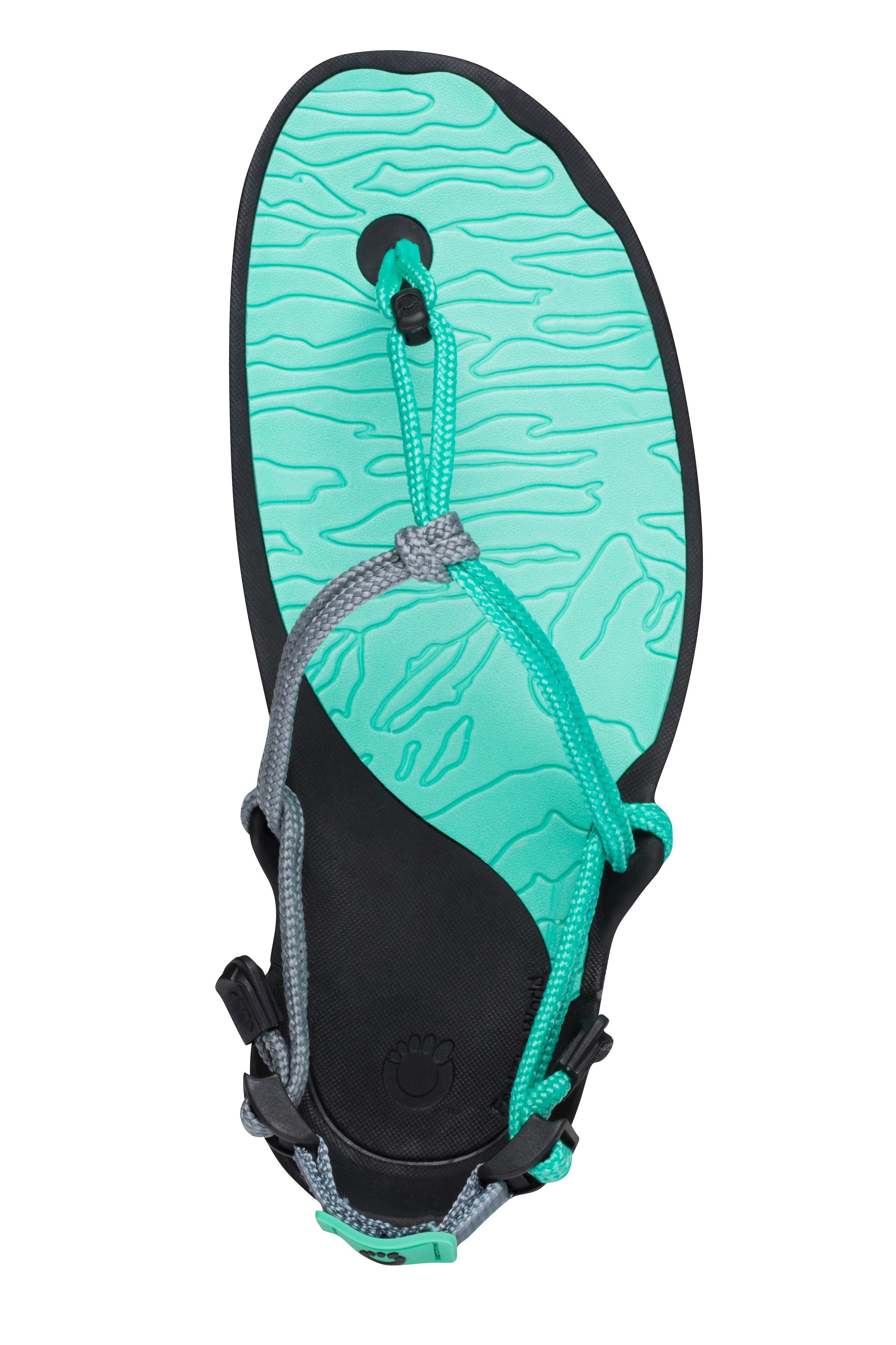 Xero Shoes Cloud Womens barfods sandaler til kvinder i farven coal black / mint, top