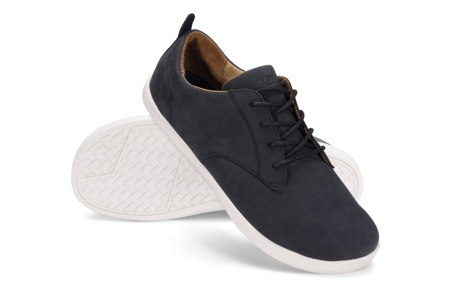 Xero Shoes Glenn Mens barfods casual oxford sko til mænd i farven black / white, par