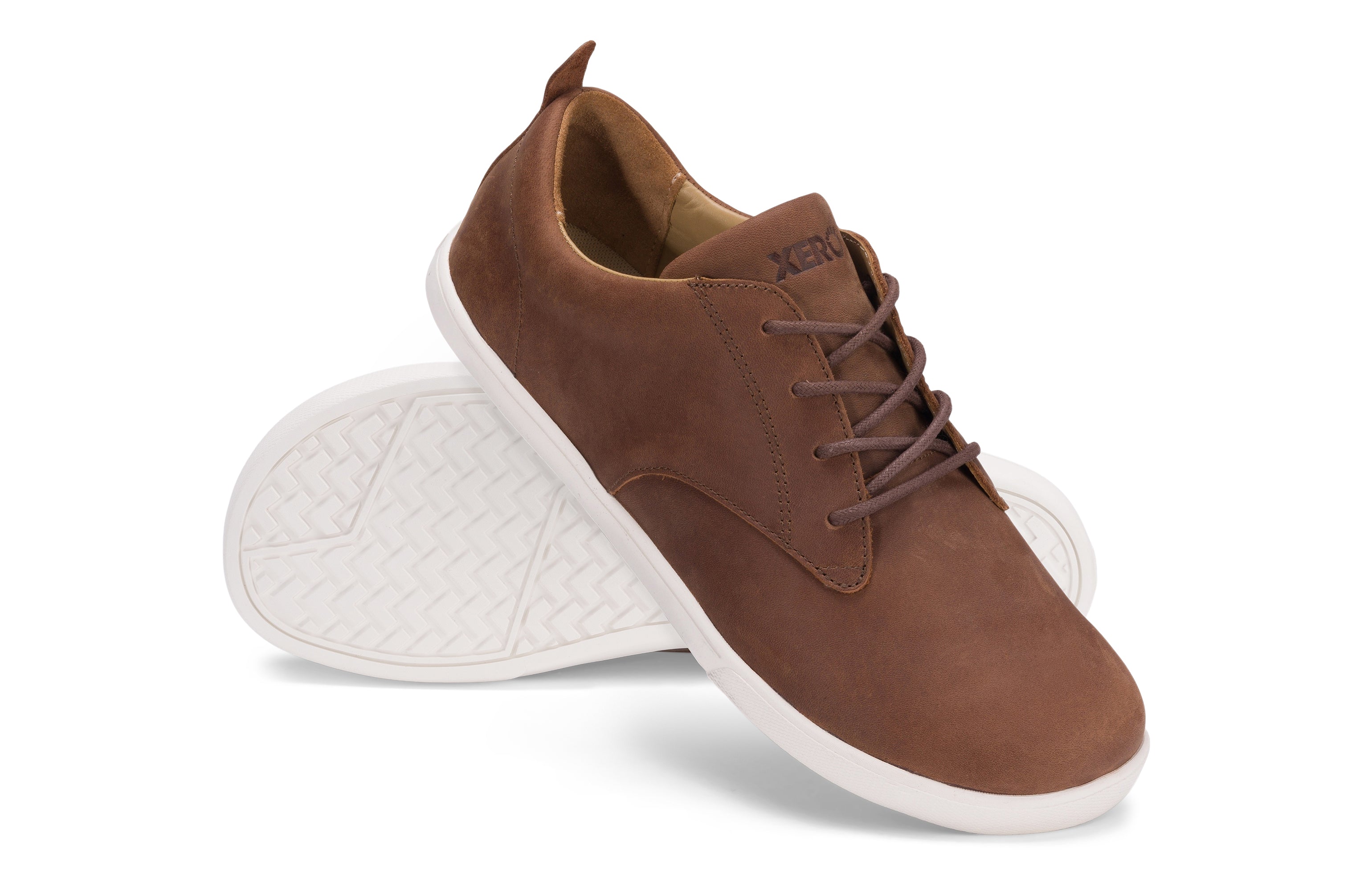 Xero Shoes Glenn Mens barfods casual oxford sko til mænd i farven brown, par