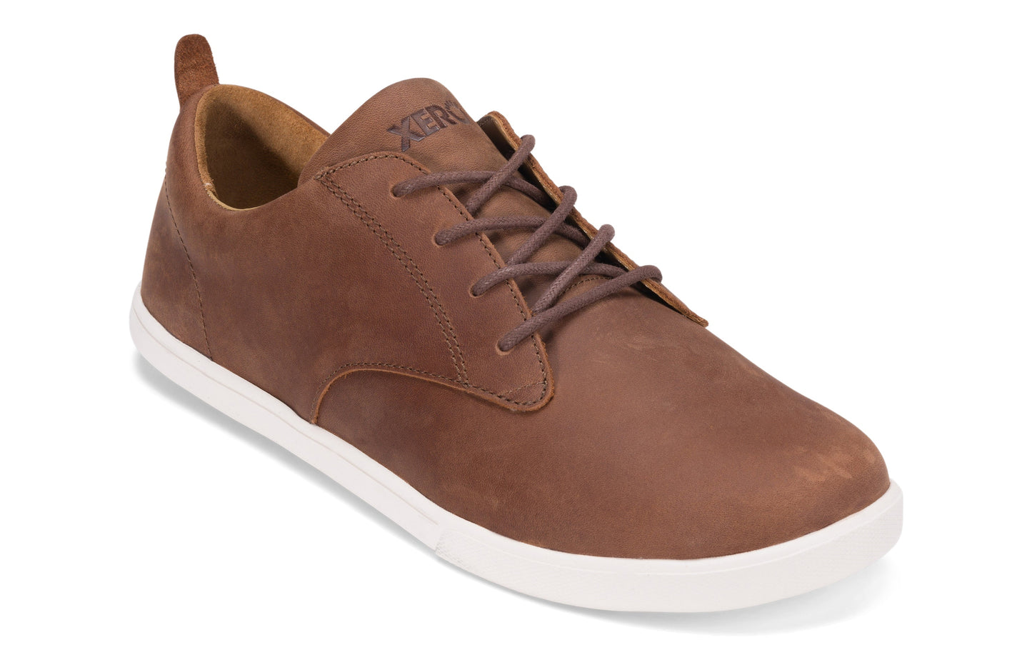 Xero Shoes Glenn Mens barfods casual oxford sko til mænd i farven brown, vinklet