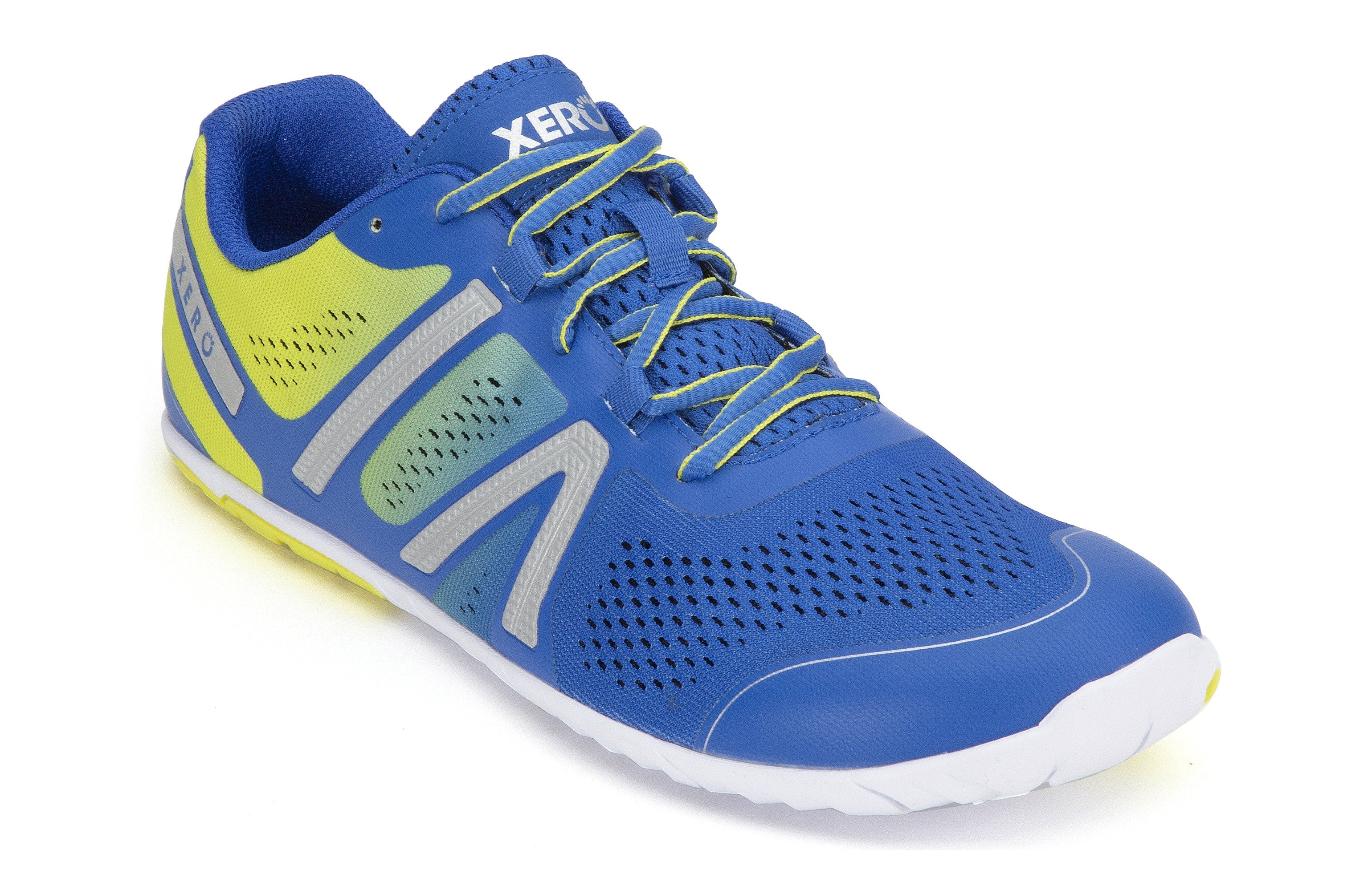 Xero Shoes HFS Mens barfods træningssko til mænd i farven victory blue/sulphur, vinklet