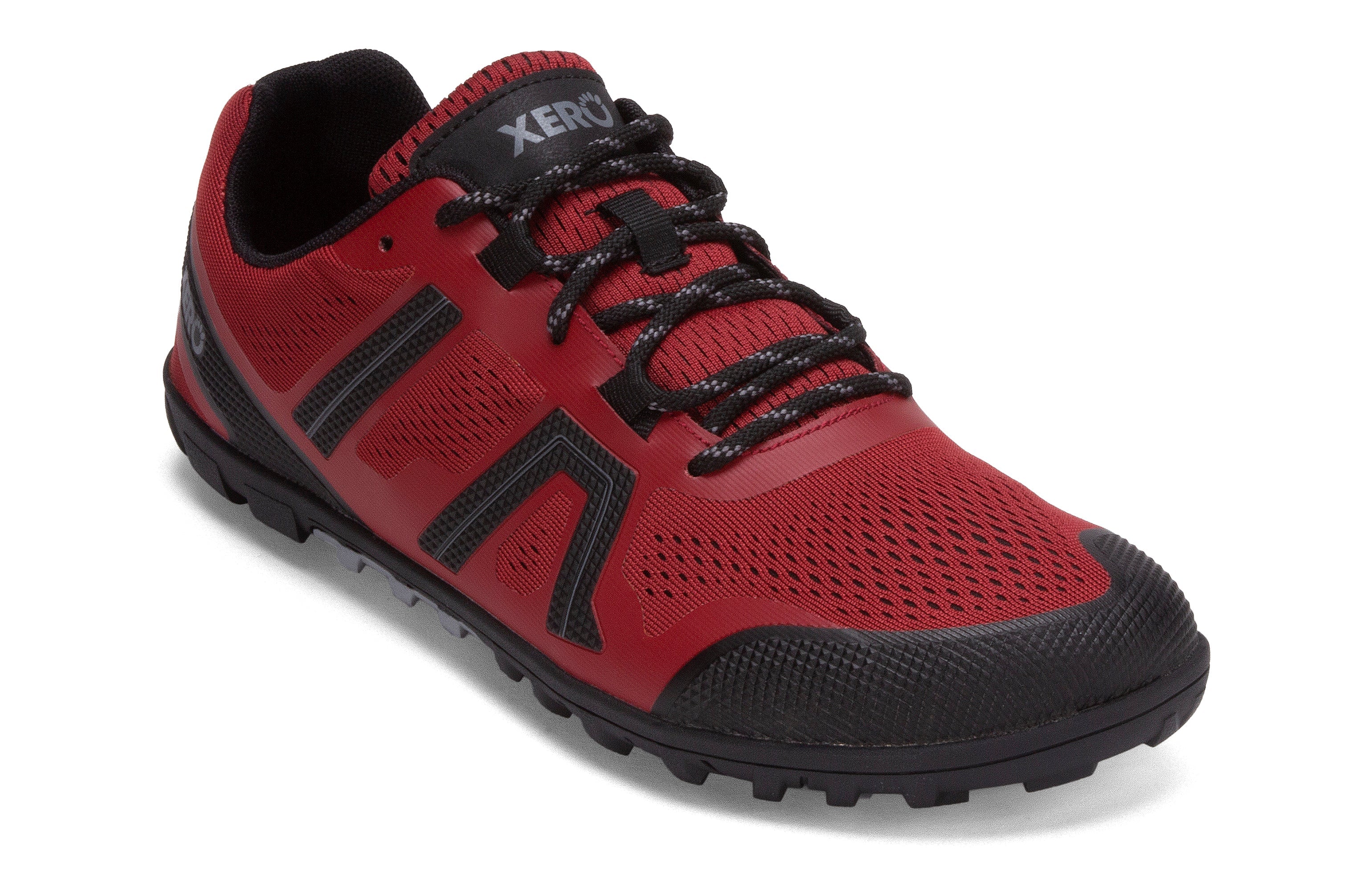 Xero Shoes Mesa Trail II Mens barfods vandresko til mænd i farven moab red, vinklet