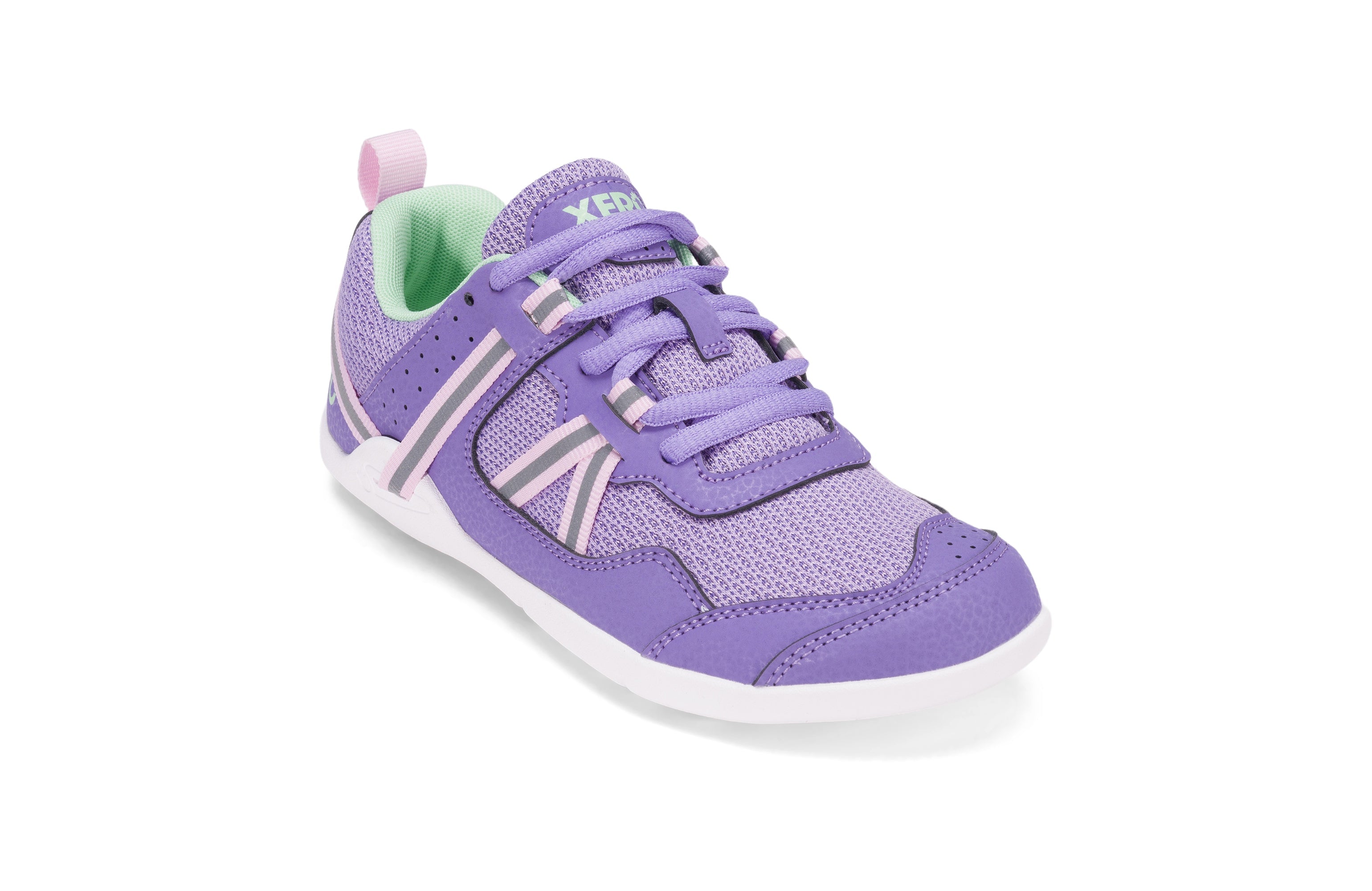 Xero Shoes Prio Kids barfods træningssko/sneakers til børn i farven lilac / pink, vinklet