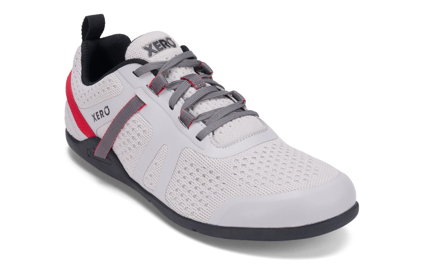 Xero Shoes Prio Neo Mens barfods performance træningssko til mænd i farven quite gray, vinklet