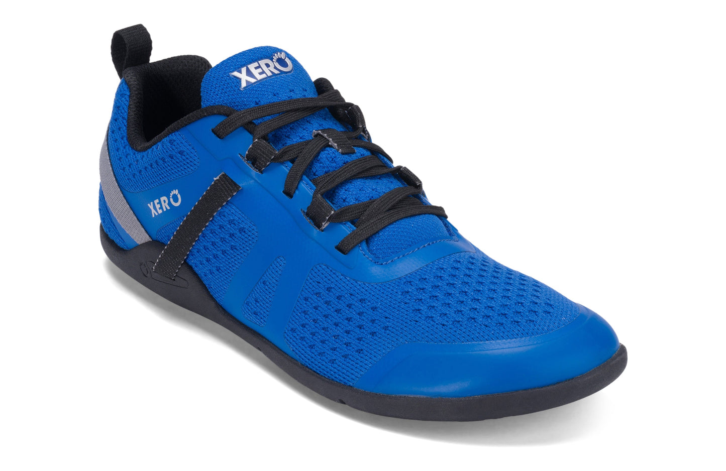 Xero Shoes Prio Neo Mens barfods performance træningssko til mænd i farven skydiver blue, vinklet