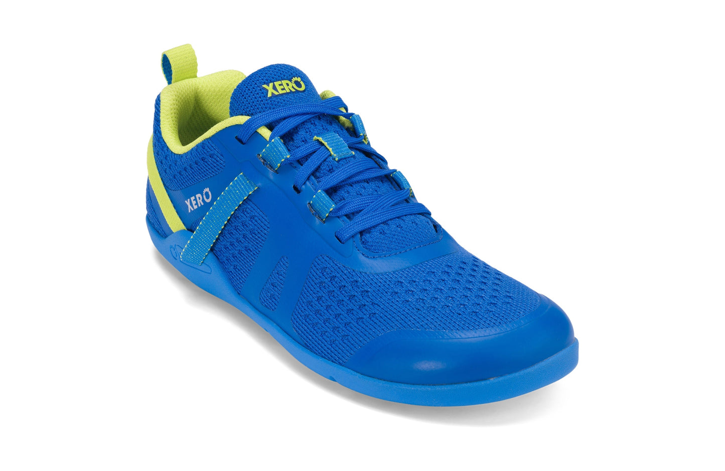 Xero Shoes Prio Neo Womens barfods athleisure trainer til kvinder i farven scuba / yellow, vinklet