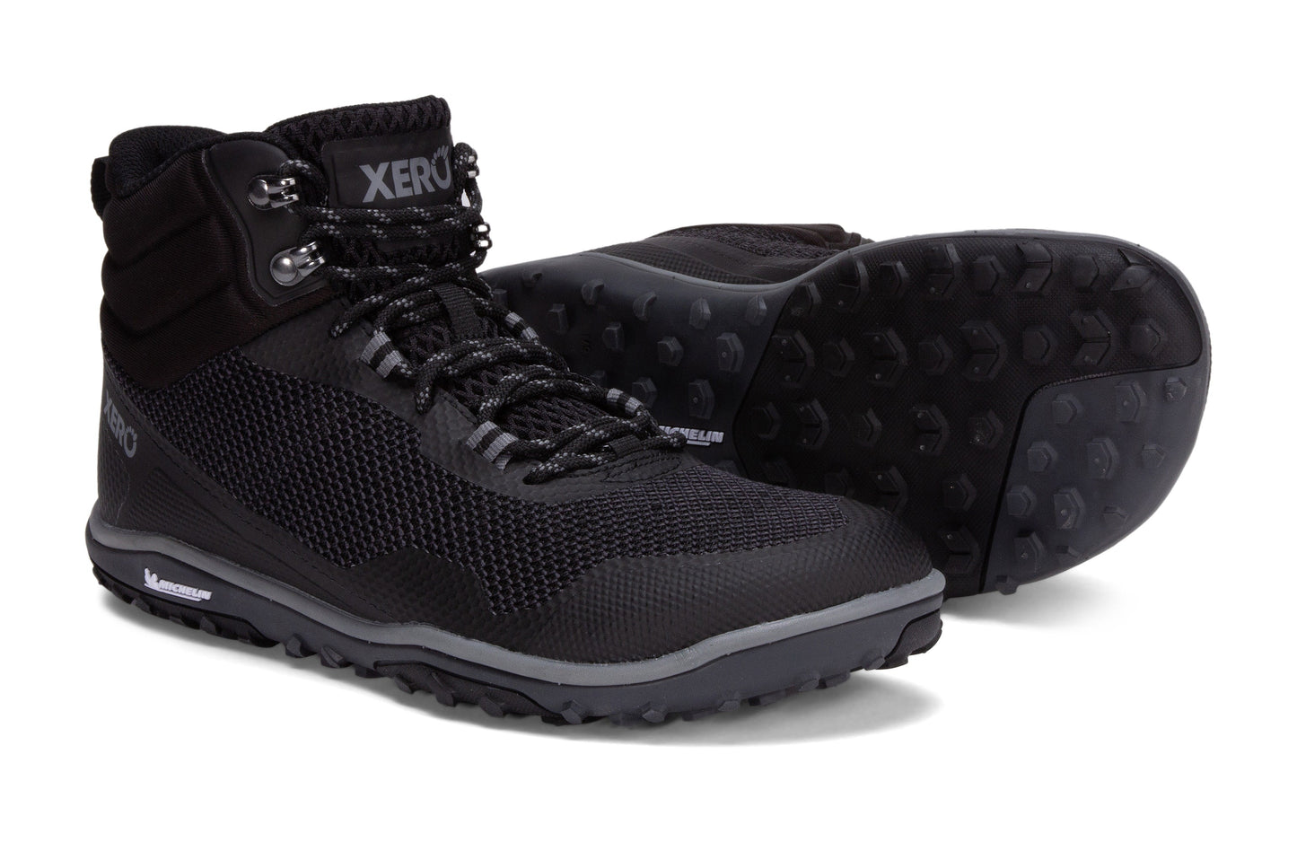 Xero Shoes Scrambler Mid Mens barfods lette vandrestøvler til mænd i farven black, par