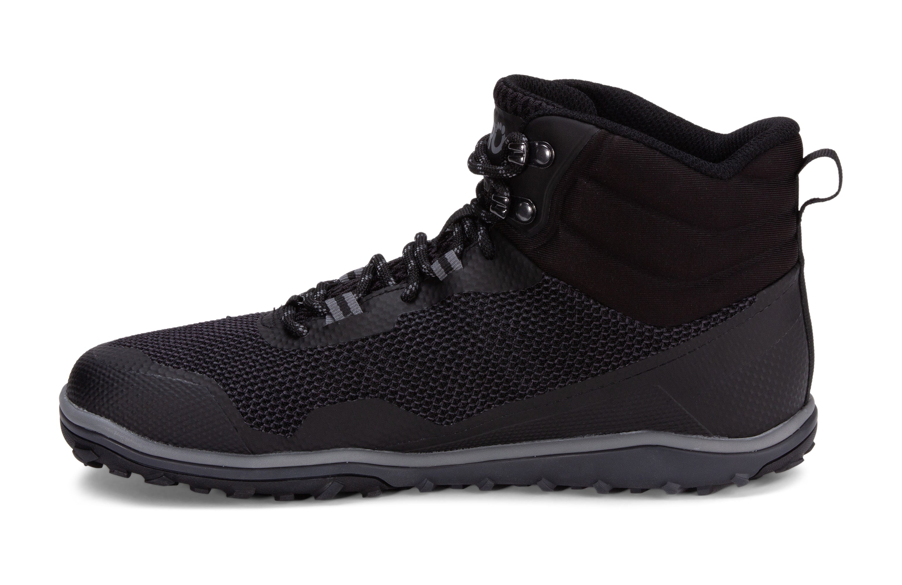 Xero Shoes Scrambler Mid Mens barfods lette vandrestøvler til mænd i farven black, inderside