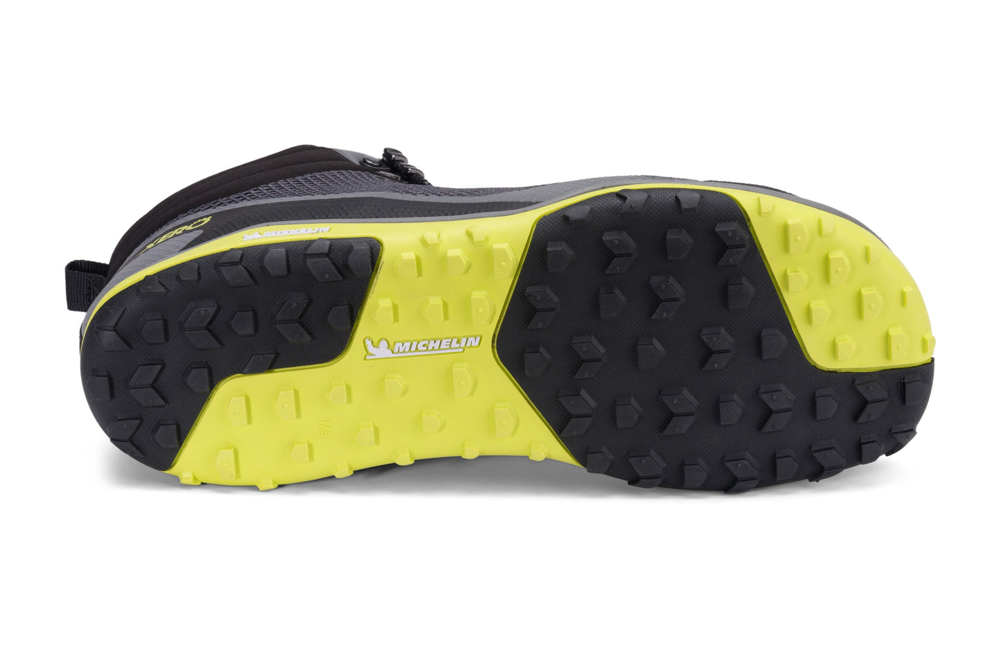 Xero Shoes Scrambler Mid Mens barfods lette vandrestøvler til mænd i farven steel gray / sulphur, saal