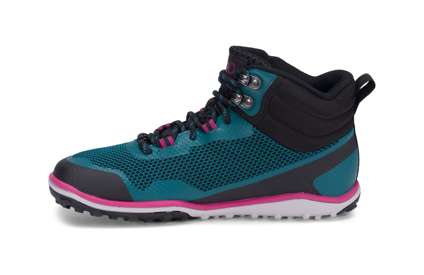 Xero Shoes Scrambler Mid Womens barfods lette vandrestøvler til kvinder i farven deep lake / fuschia, inderside