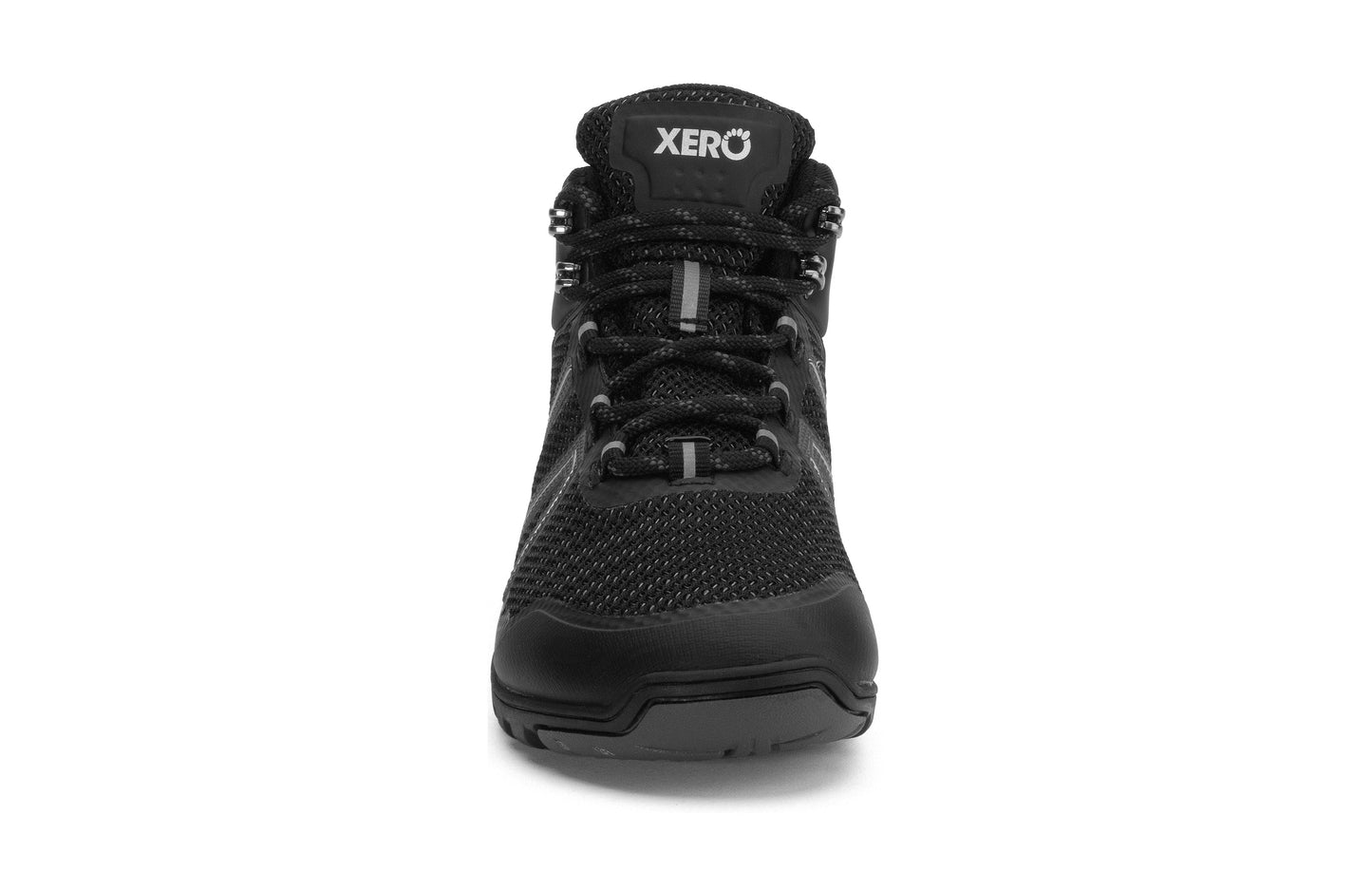 Xero Shoes Xcursion Fusion Womens barfods vandrestøvler til kvinder i farven black titanium, forfra