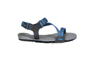 Xero Shoes Z-Trail Kids barfods sandaler til børn i farven charcoal / multi-blue, yderside