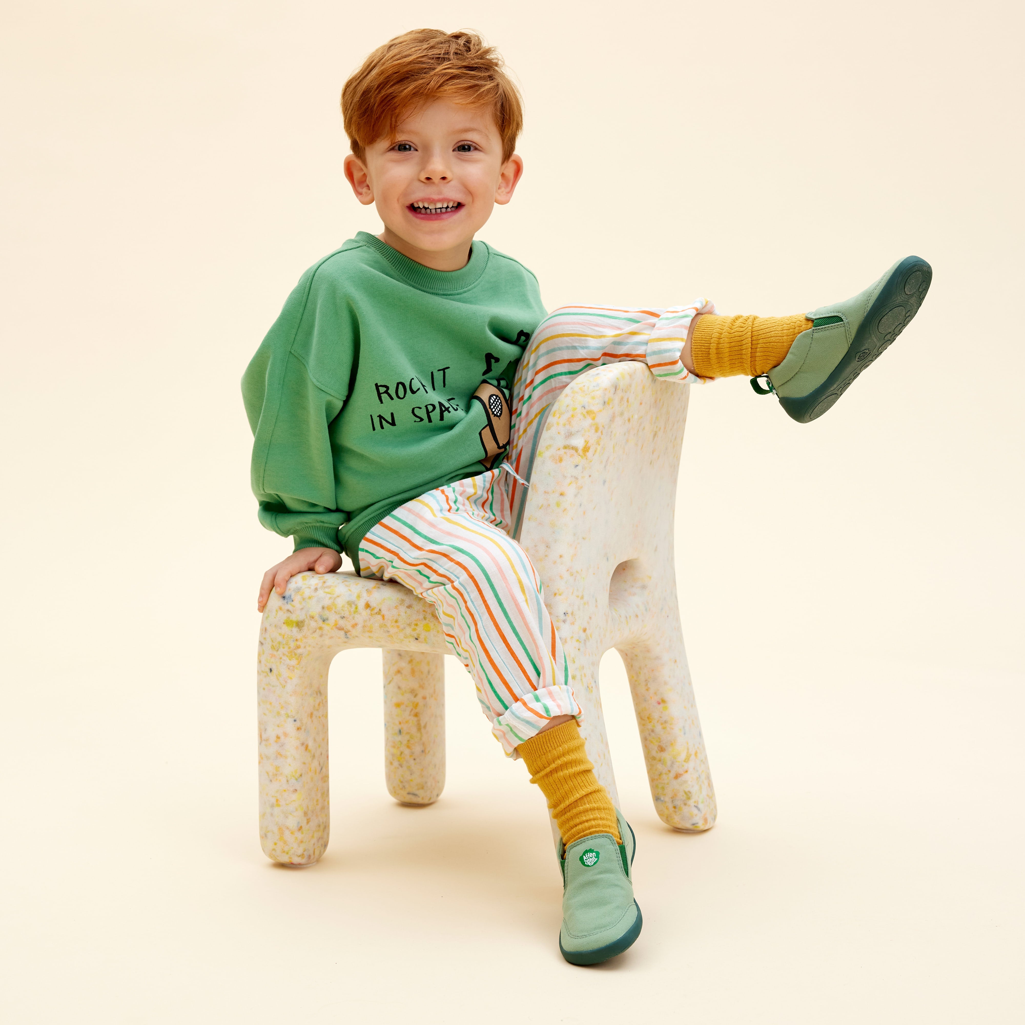 Affenzahn Canvas Ready barfods sneaker til børn i farven frog, lifestyle
