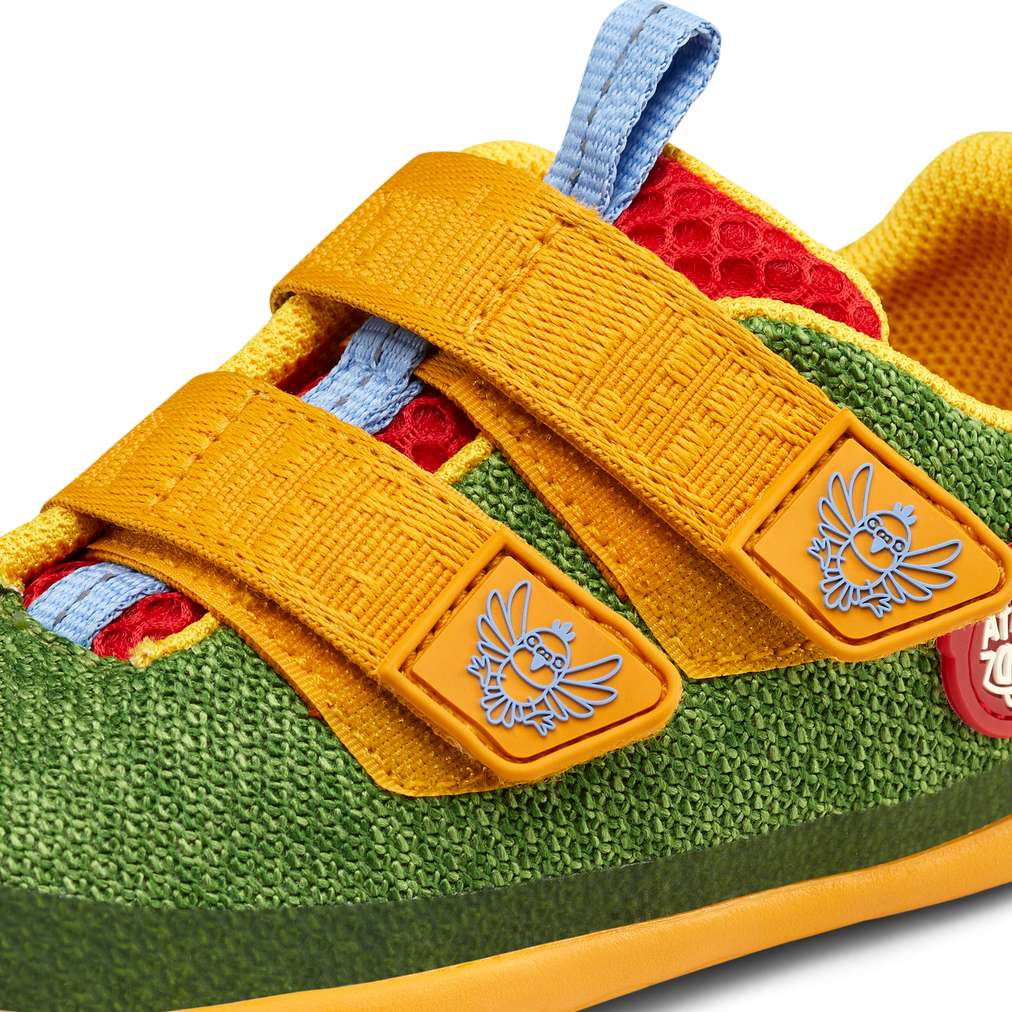Affenzahn Knit Happy barfods sneakers til børn i farven bird of paradise, detalje