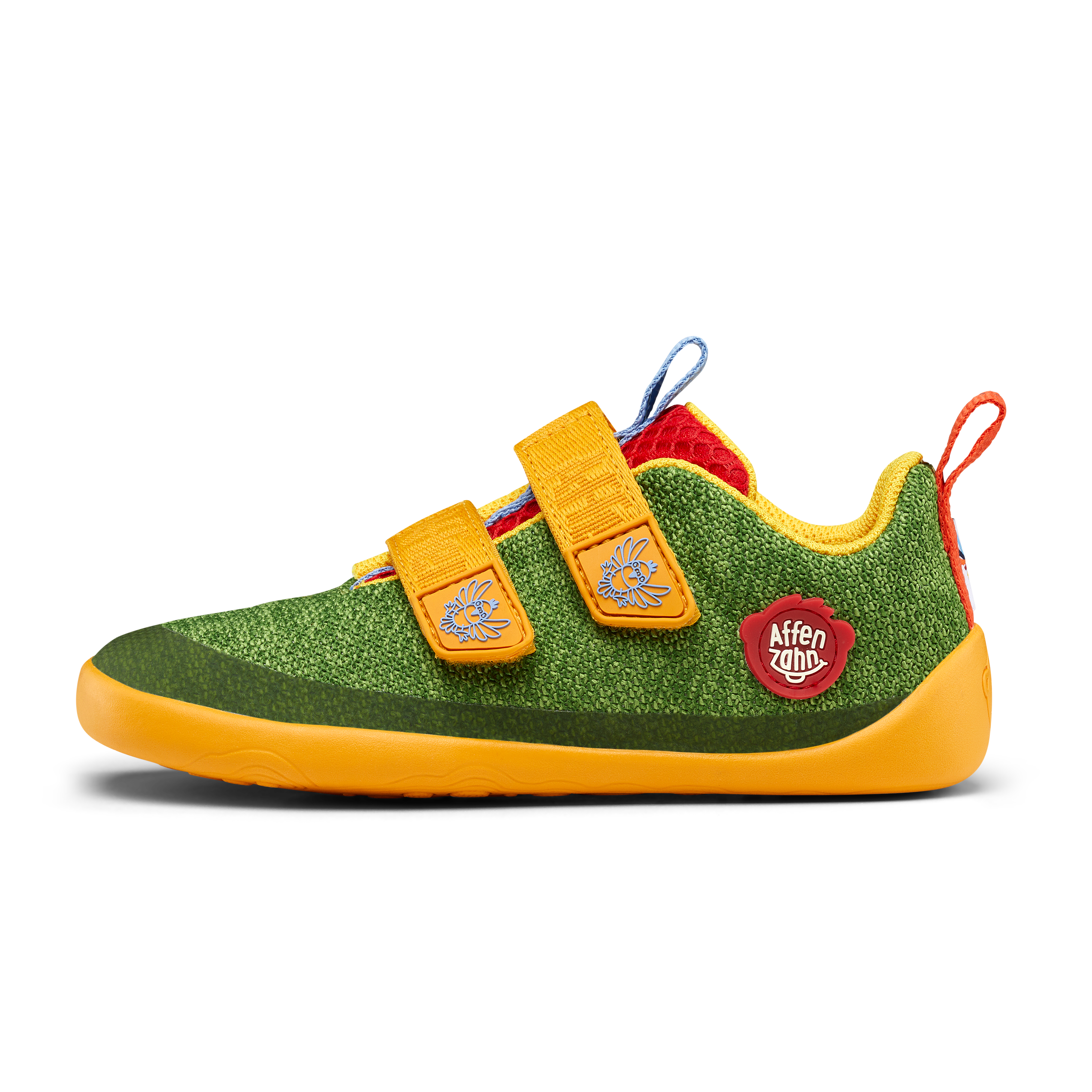 Affenzahn Knit Happy barfods sneakers til børn i farven bird of paradise, yderside