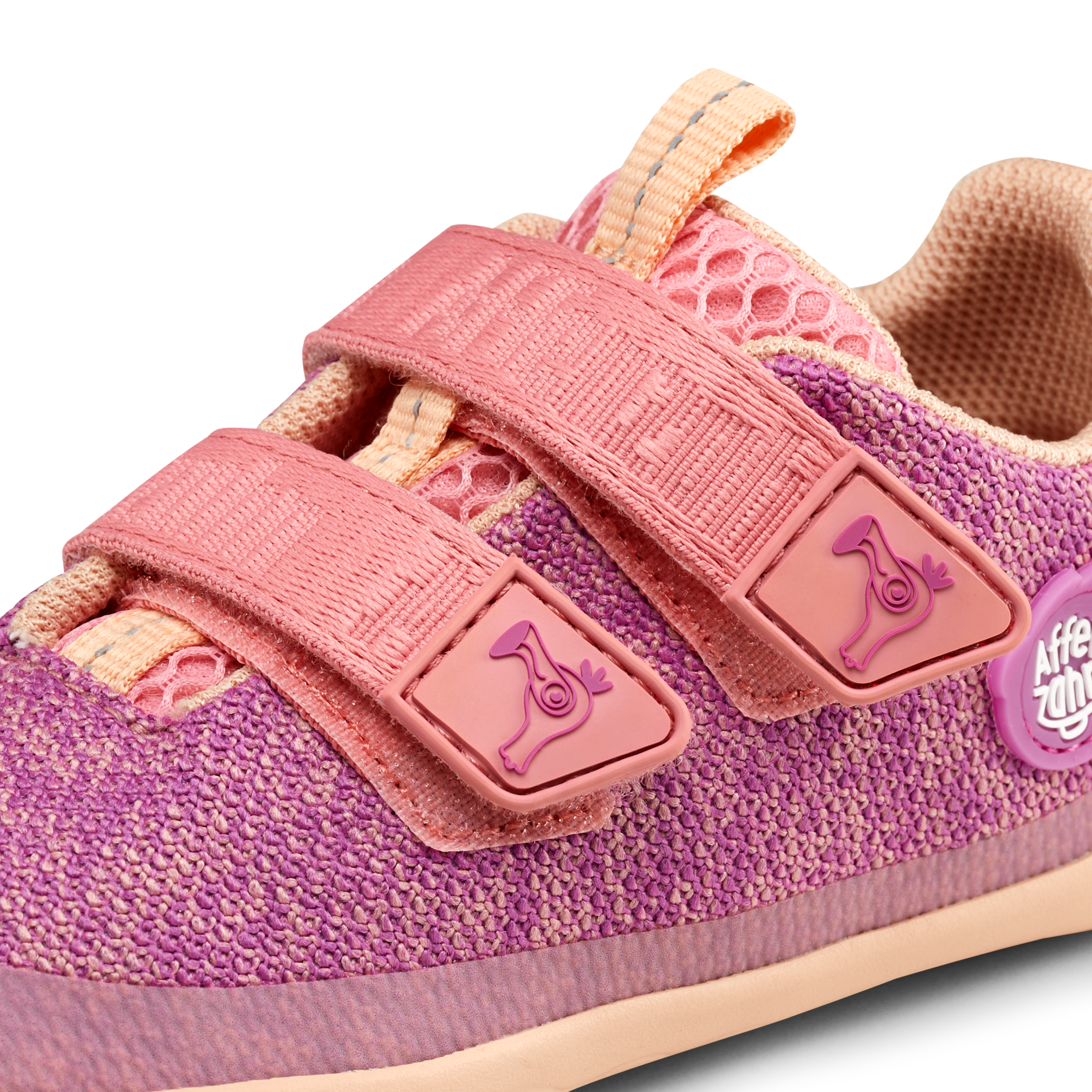 Affenzahn Knit Happy barfods sneakers til børn i farven flamingo, detalje
