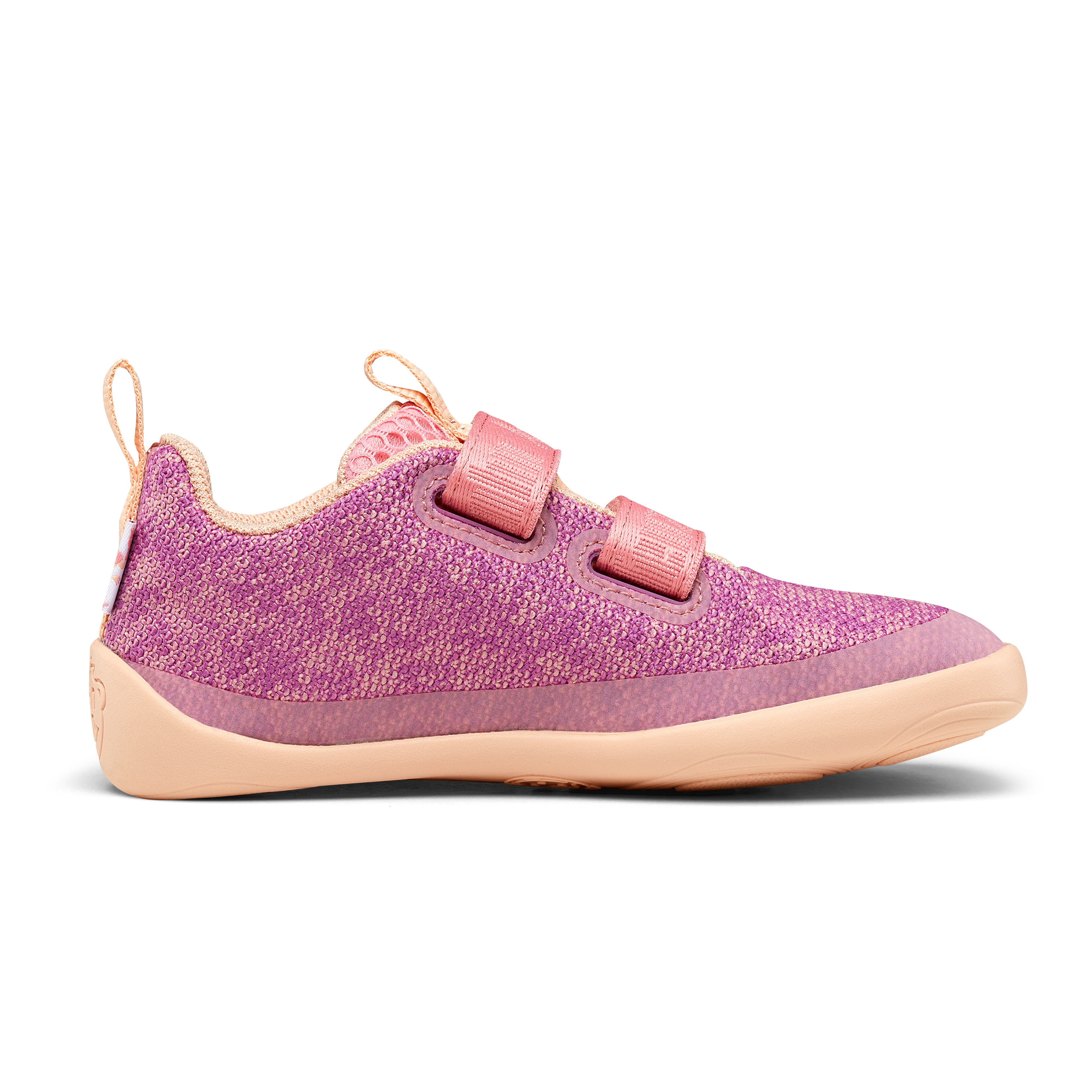 Affenzahn Knit Happy barfods sneakers til børn i farven flamingo, inderside