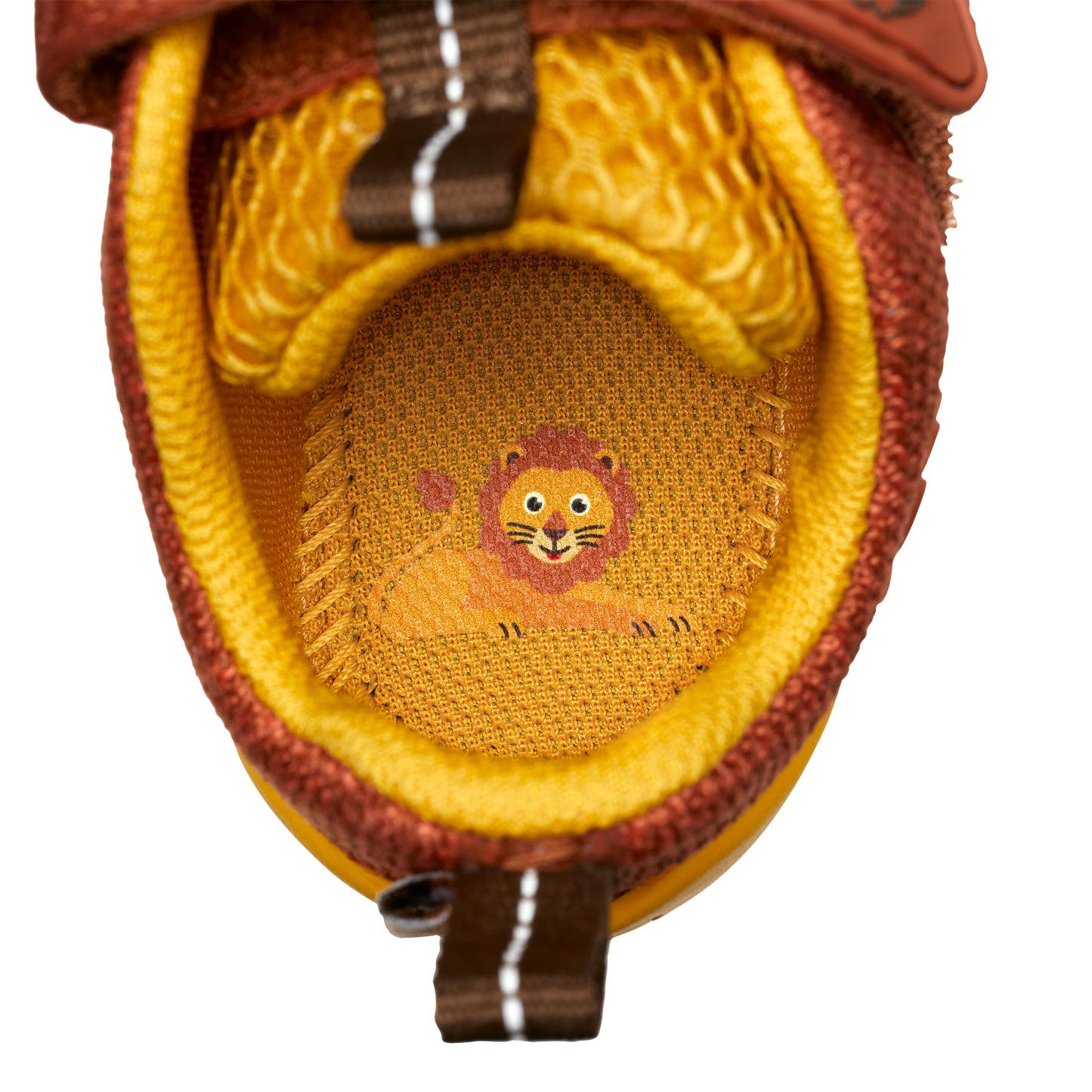 Affenzahn Knit Happy barfods sneakers til børn i farven lion, detalje