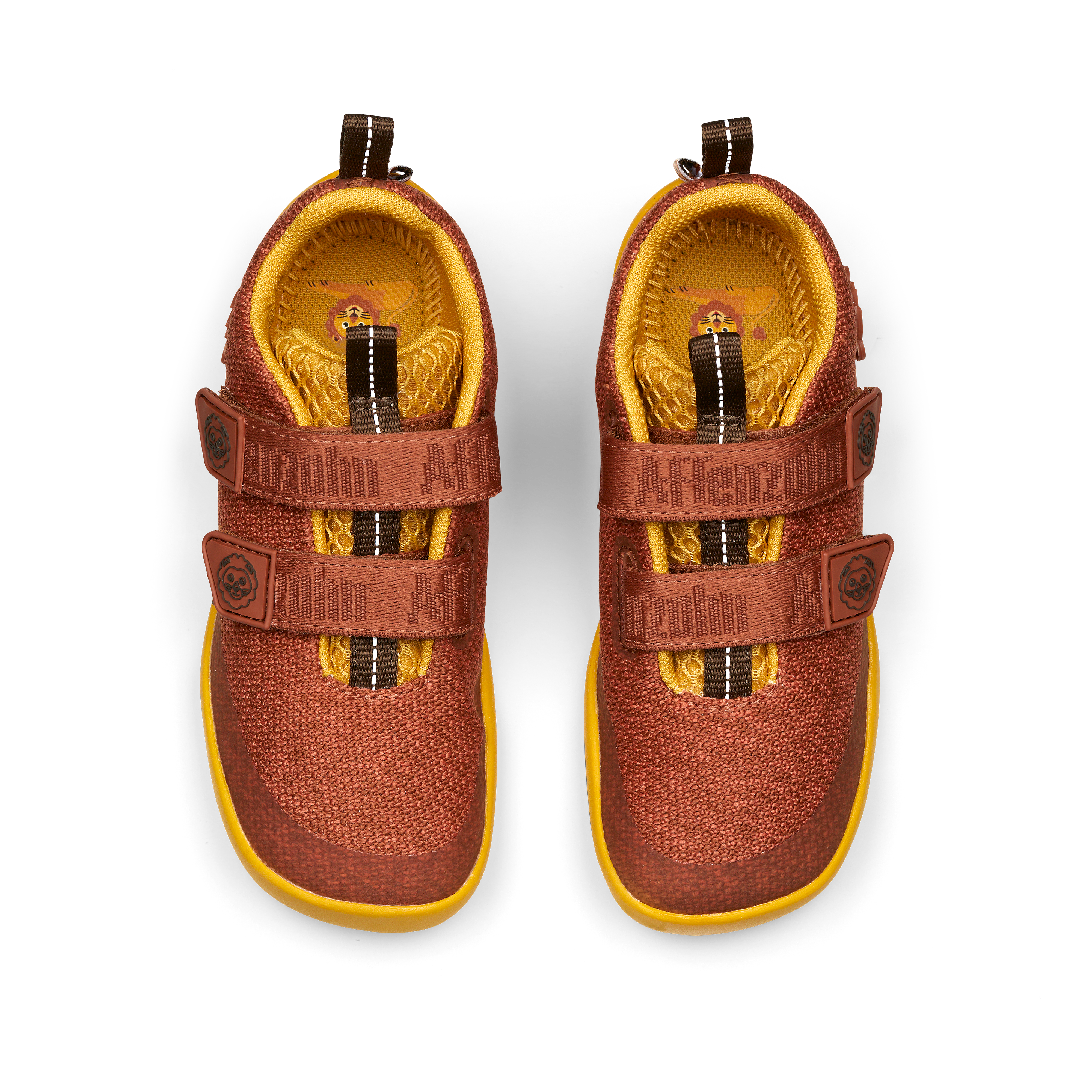 Affenzahn Knit Happy barfods sneakers til børn i farven lion, top