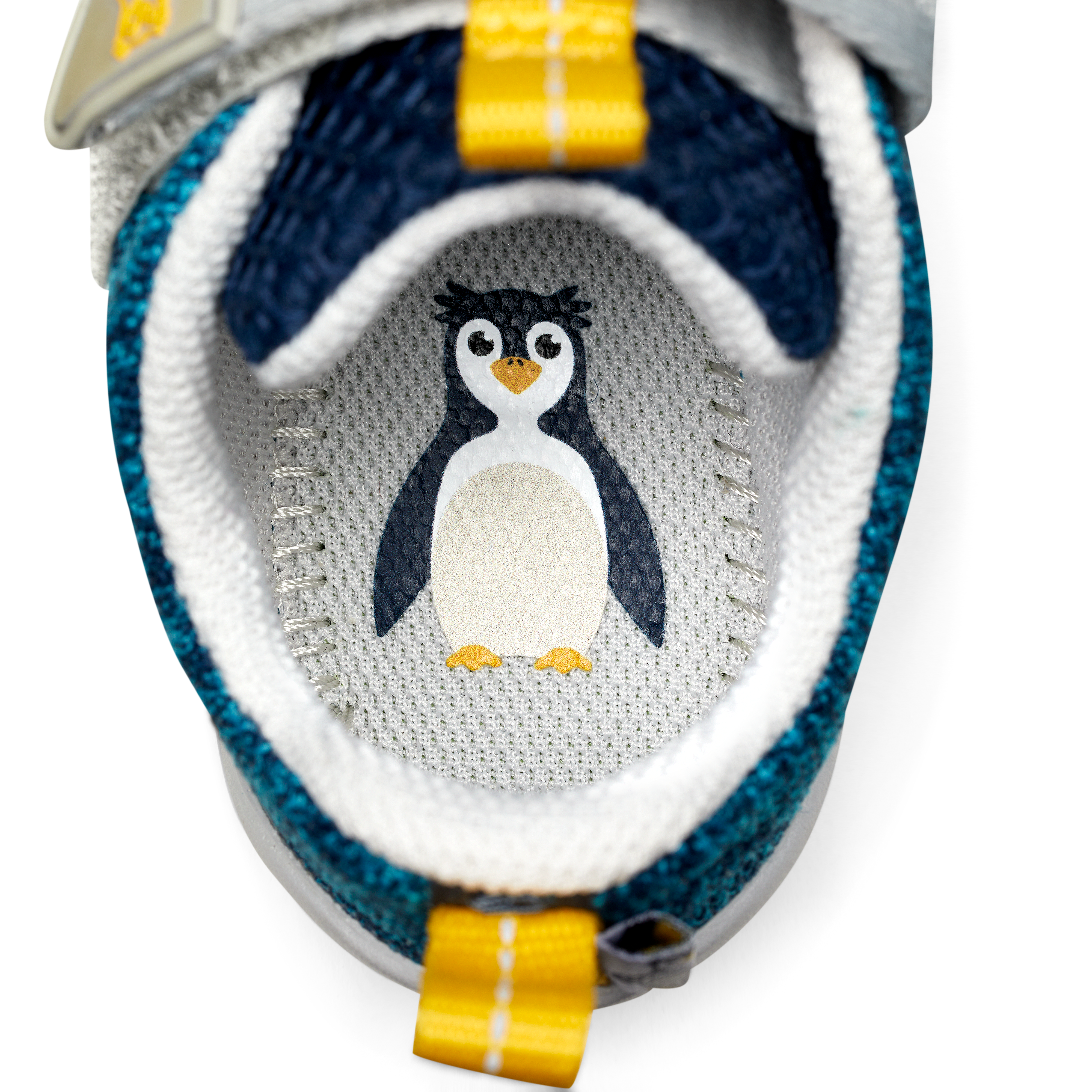 Affenzahn Knit Happy barfods sneakers til børn i farven penguin, detalje