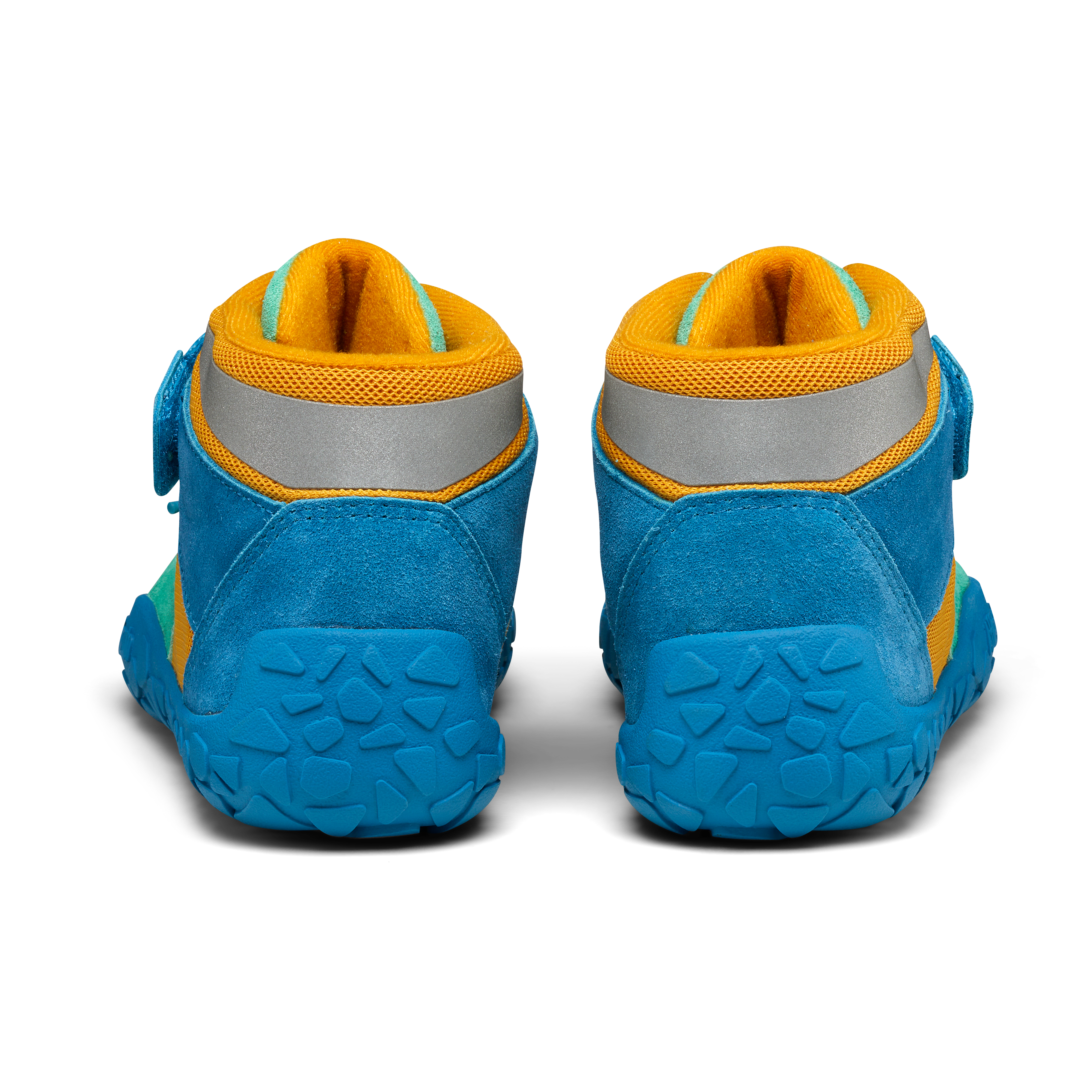 Affenzahn Mid Boot Leather Dreamer barfods vinter sneakers til børn i farven lagoon blue, bagfra