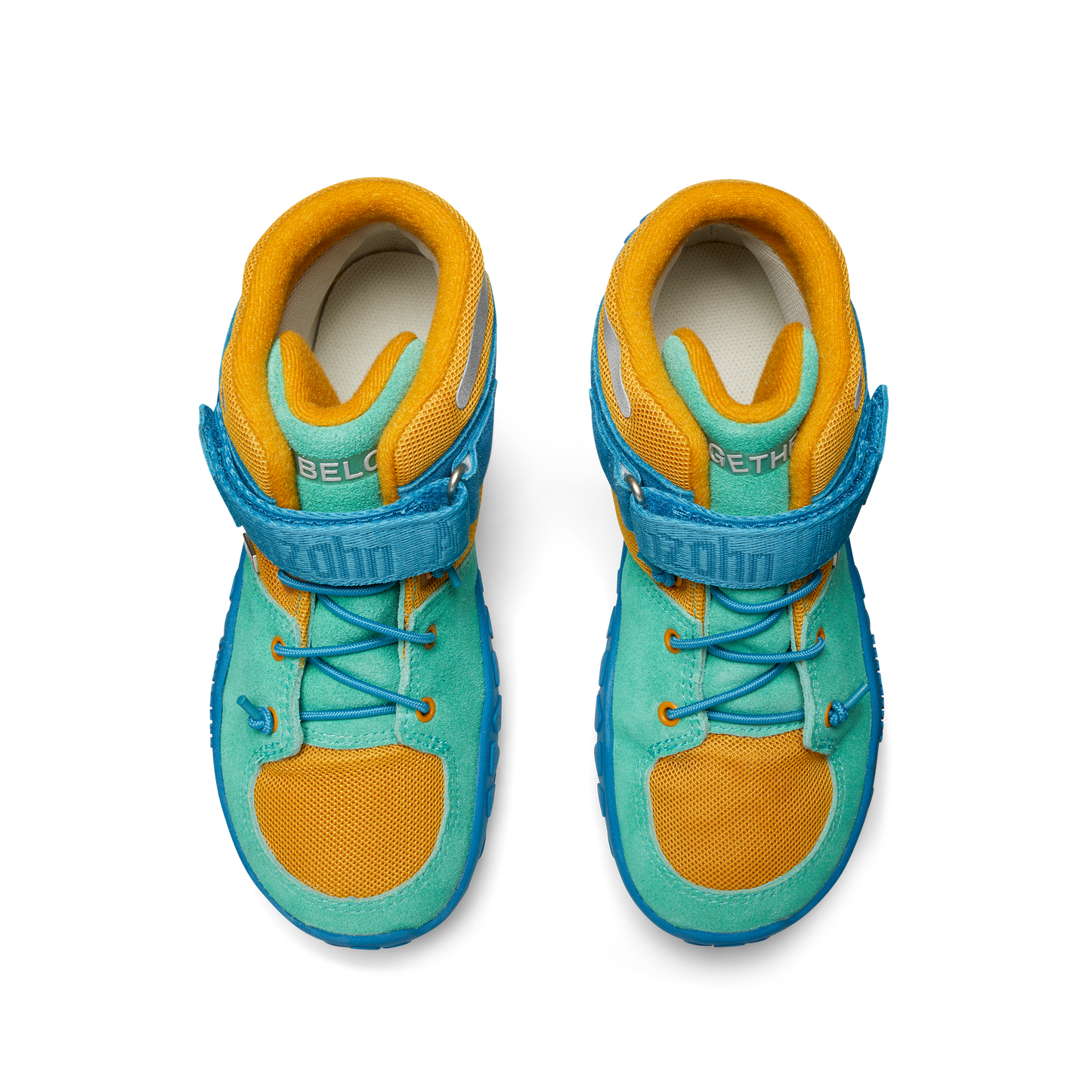 Affenzahn Mid Boot Leather Dreamer barfods vinter sneakers til børn i farven lagoon blue, top