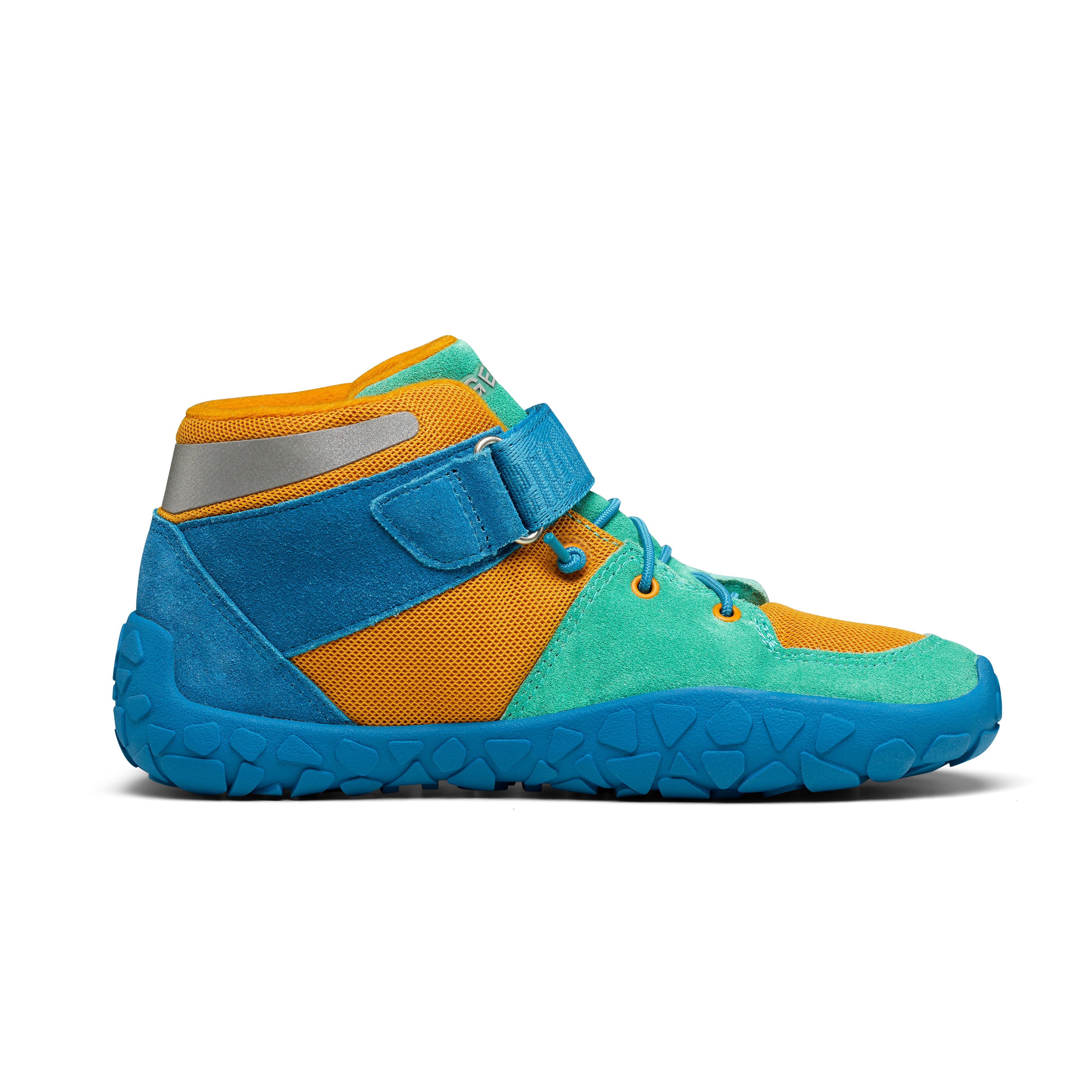 Affenzahn Mid Boot Leather Dreamer barfods vinter sneakers til børn i farven lagoon blue, inderside