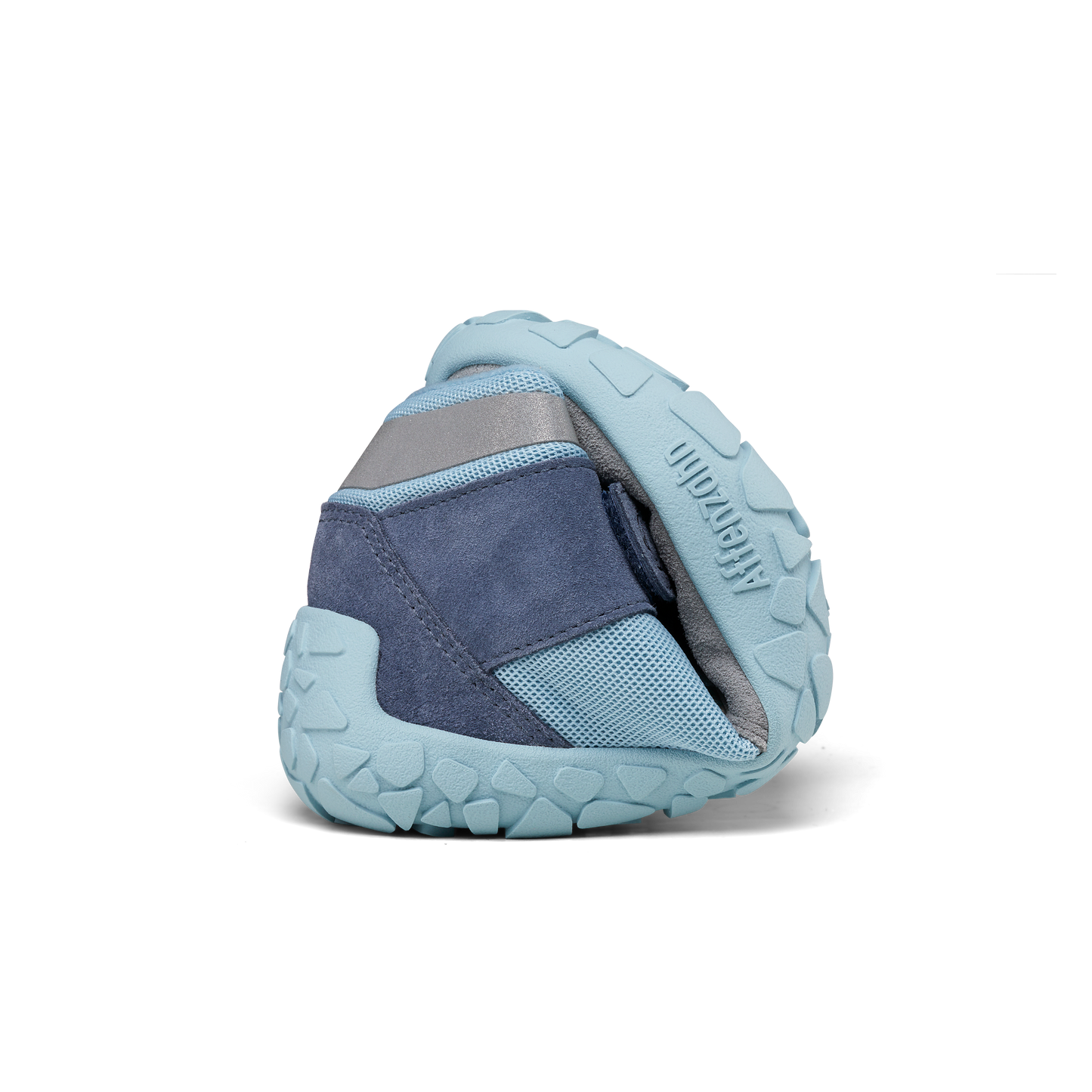 Affenzahn Mid Boot Leather Dreamer barfods vinter sneakers til børn i farven sky blue, rullet